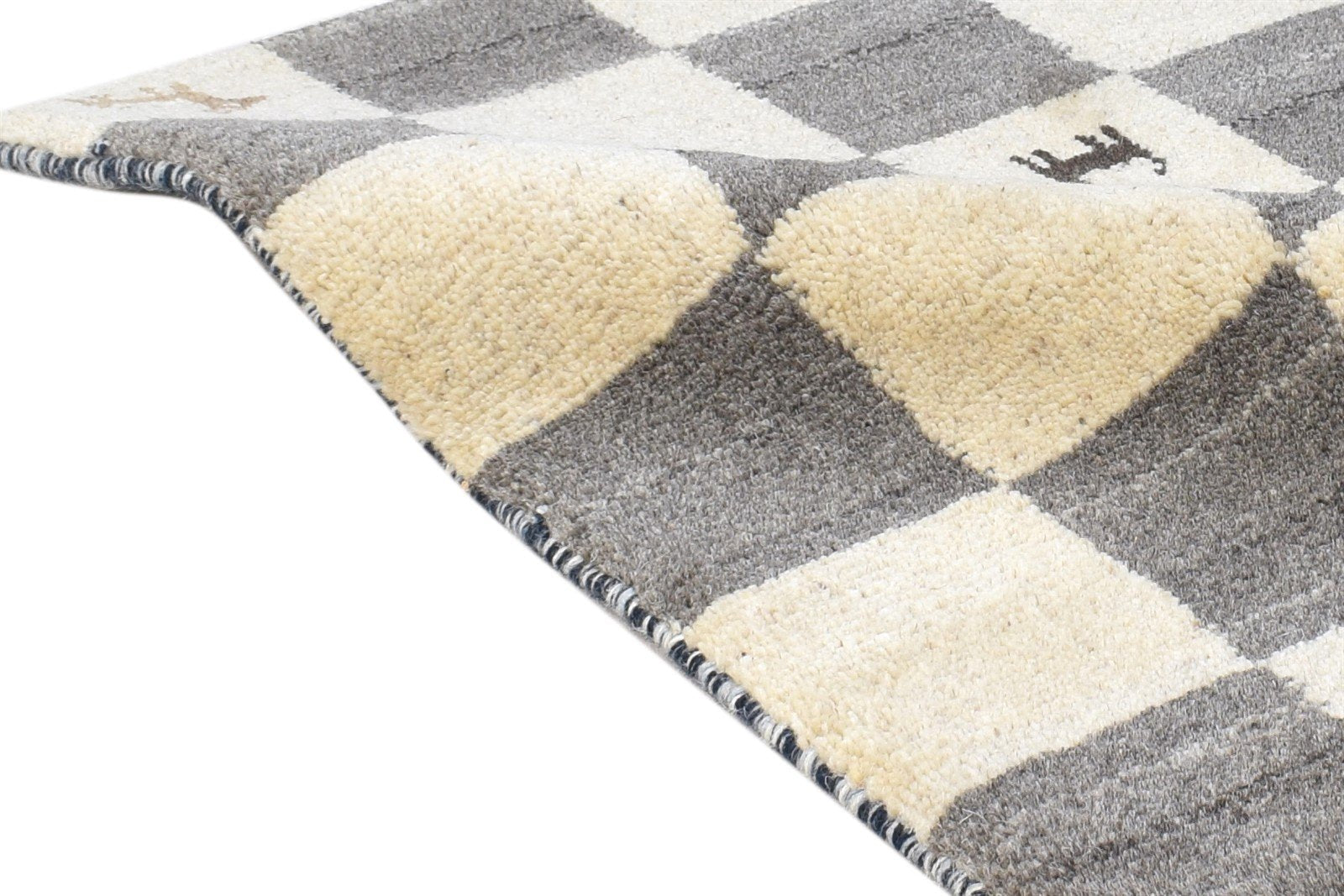 Grey Wool Rug 2' X 2' Southwestern Hand Knotted Gabbeh Tribal Small Carpet 7865101779093