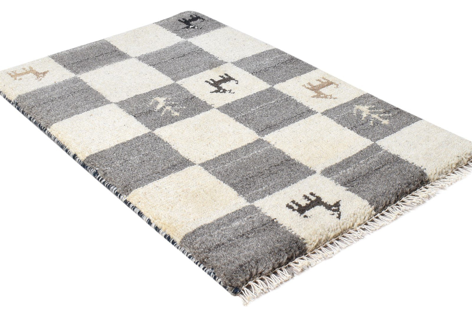 Grey Wool Rug 2' X 2' Southwestern Hand Knotted Gabbeh Tribal Small Carpet 7865101779093