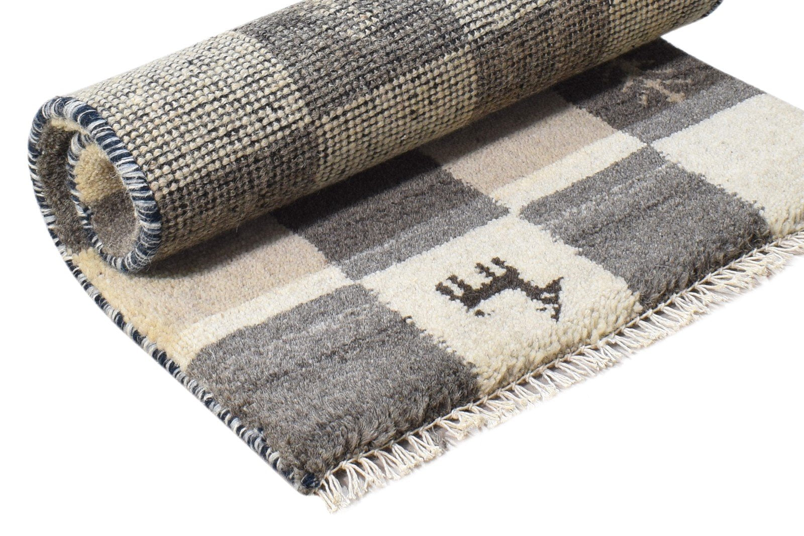 Grey Wool Rug 2' X 2' Southwestern Hand Knotted Gabbeh Tribal Small Carpet 7865101779093