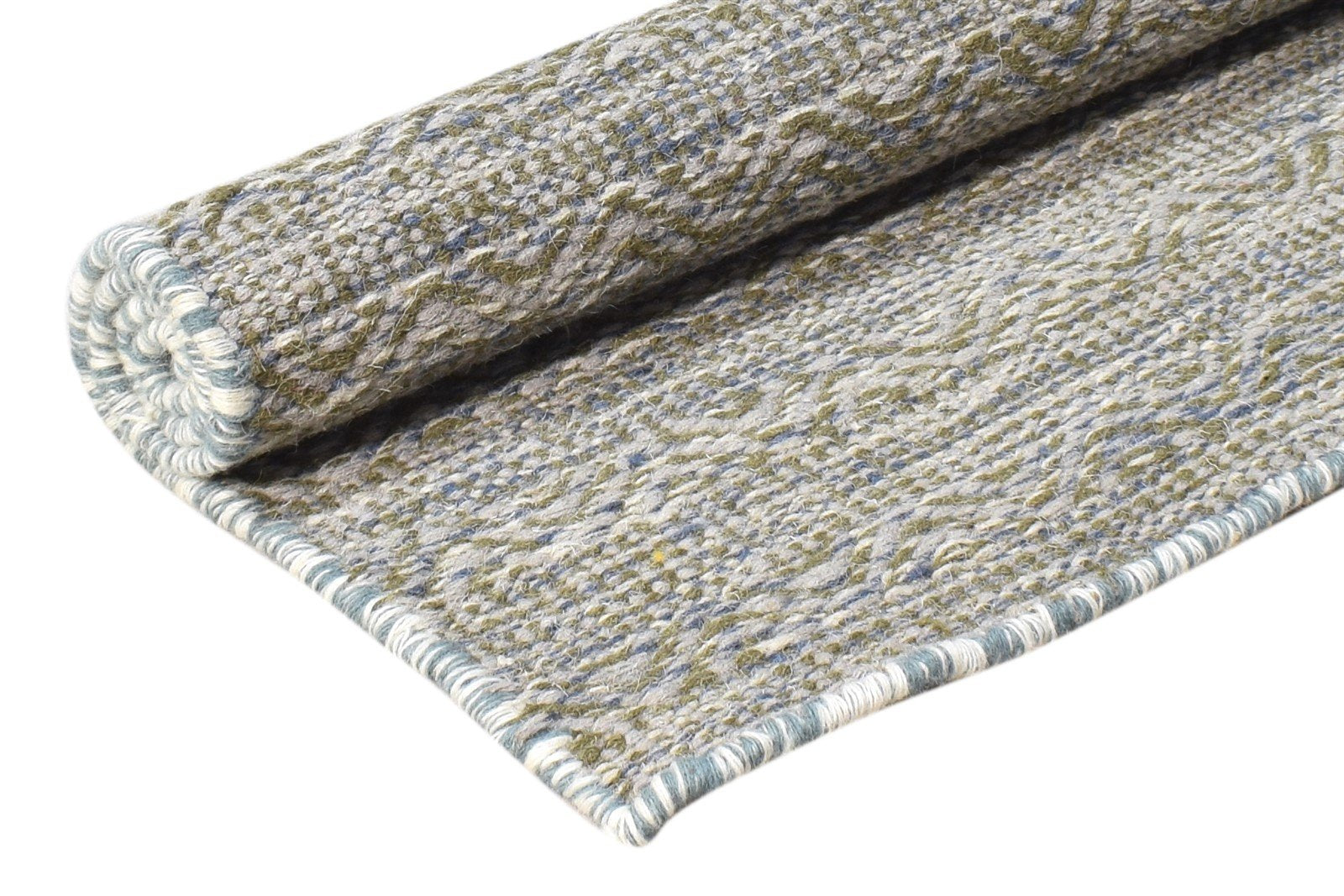 Grey Wool Rug 2' X 3' Modern Dhurrie Scandinavian Nordic Small Carpet 7865013469333