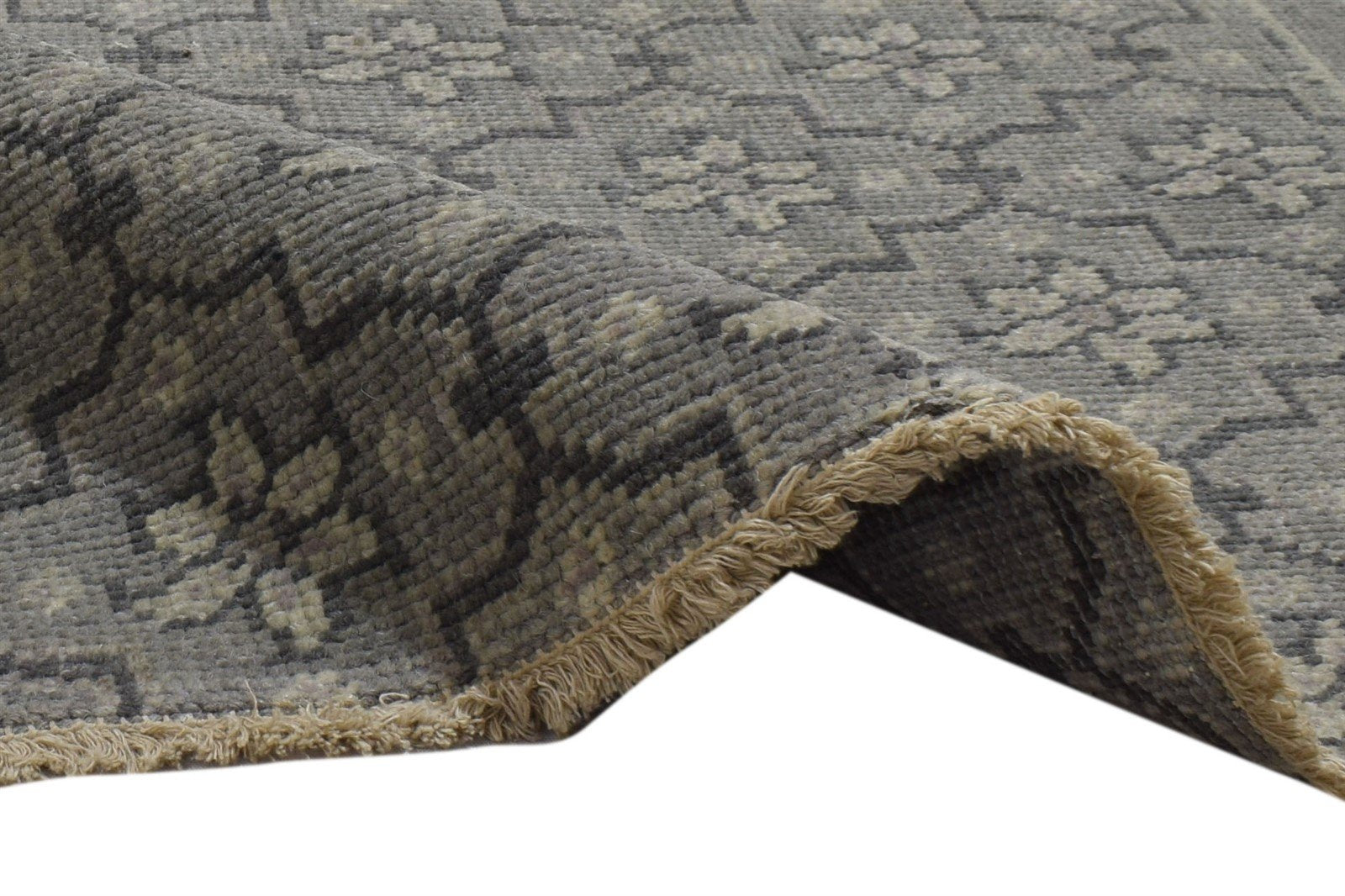 Grey Wool Rug 2' X 3' Modern Hand Knotted Moroccan Trellis Small Carpet 7864086954133