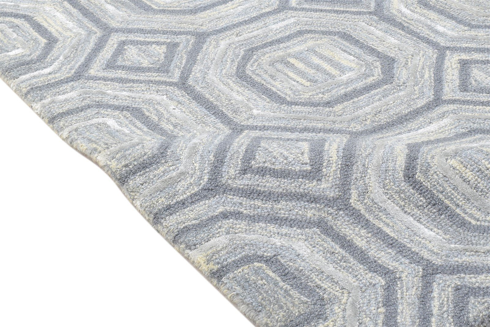 Grey Wool Rug 2' X 3' Modern Hand Tufted Moroccan Geometric Small Carpet 7864139448469