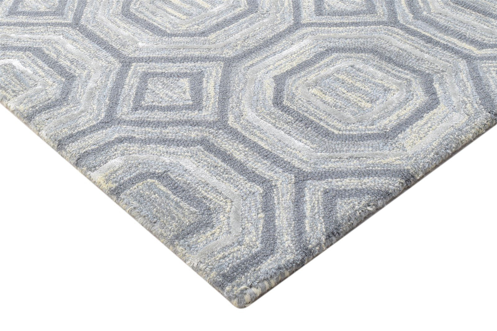 Grey Wool Rug 2' X 3' Modern Hand Tufted Moroccan Geometric Small Carpet 7864139448469