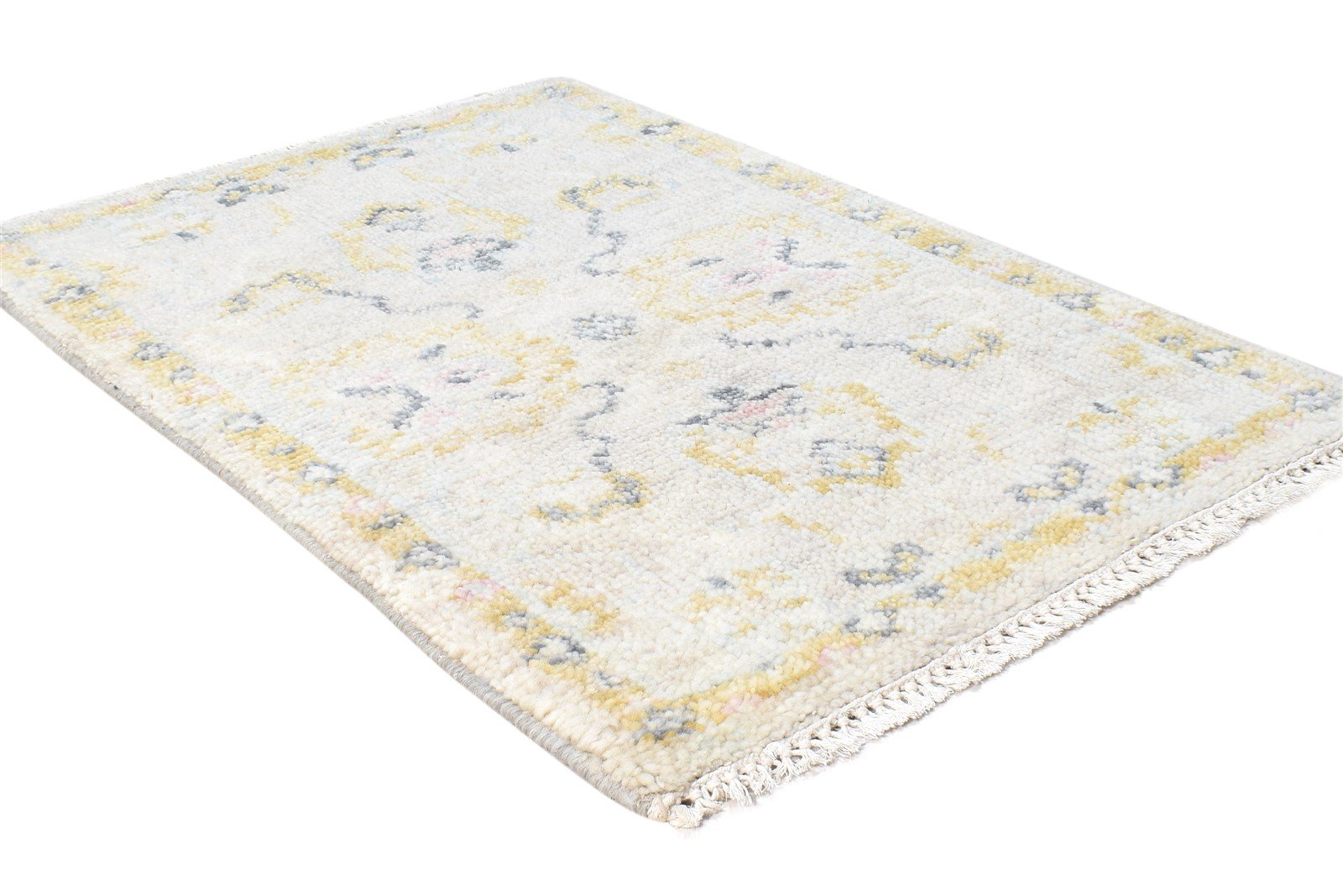 Grey Wool Rug 2' X 3' Persian Hand Knotted Oushak Oriental Small Carpet 7865015763093