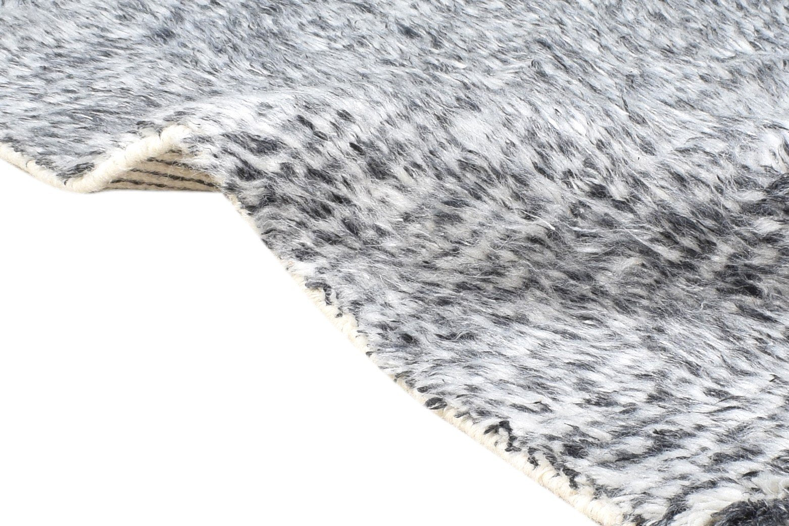 Grey Wool Rug 2' X 3' Shag Hand Knotted Scandinavian Solid Small Carpet 7865123602581