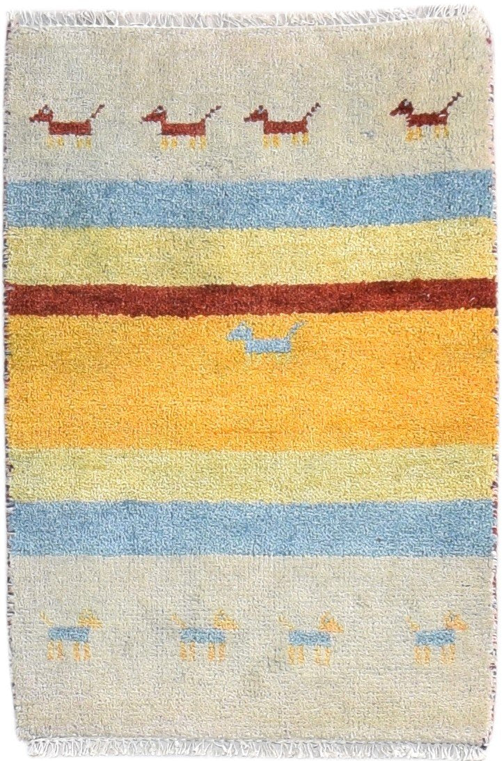 Grey Wool Rug 2' X 3' Southwestern Hand Knotted American Tribal Small Carpet 7865062752405