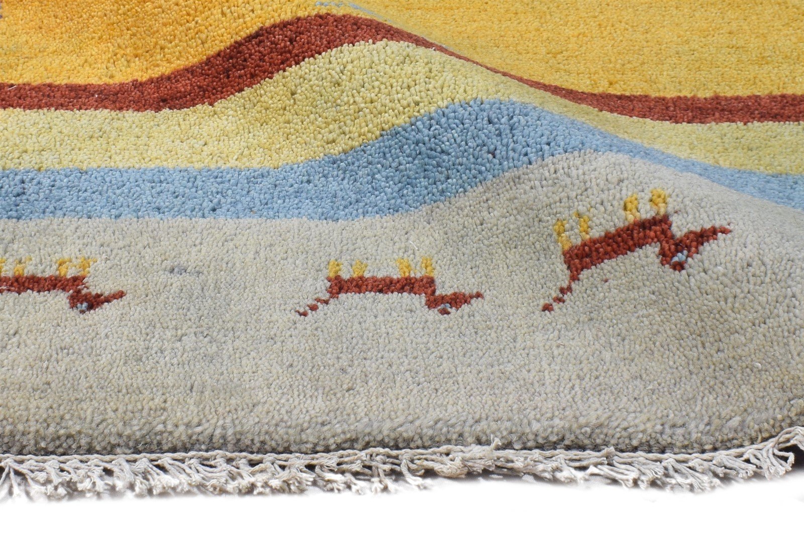 Grey Wool Rug 2' X 3' Southwestern Hand Knotted American Tribal Small Carpet 7865062752405