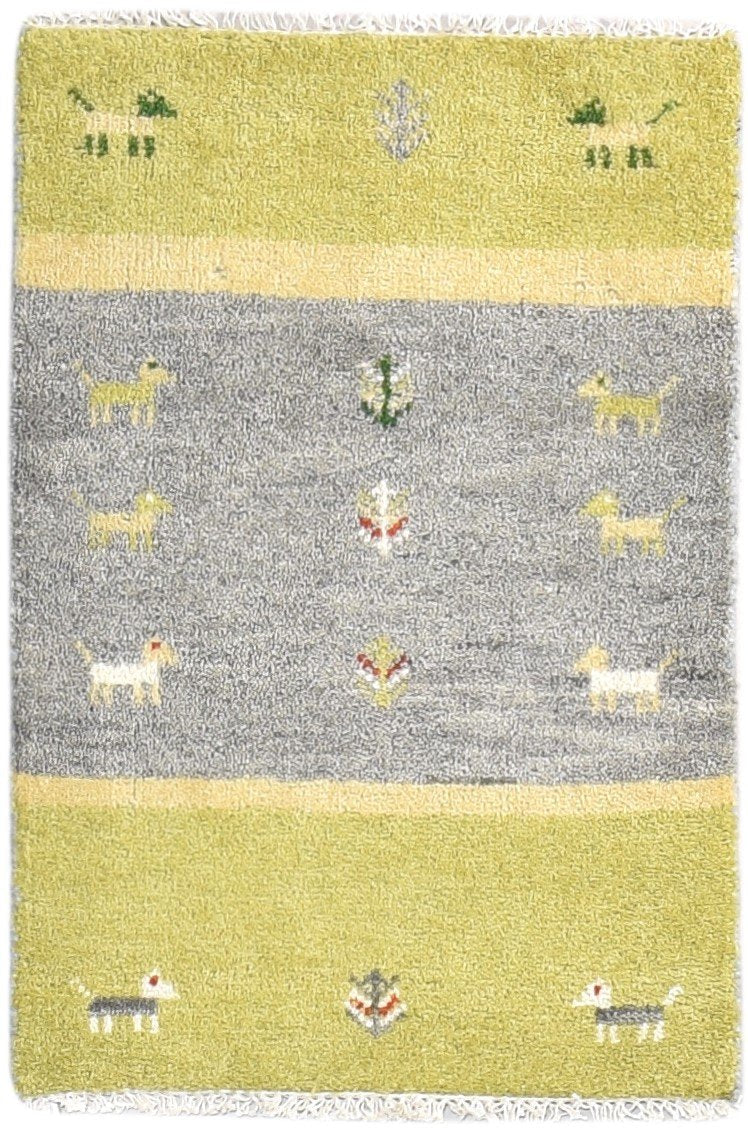 Grey Wool Rug 2' X 3' Southwestern Hand Knotted American Tribal Small Carpet 7865063866517