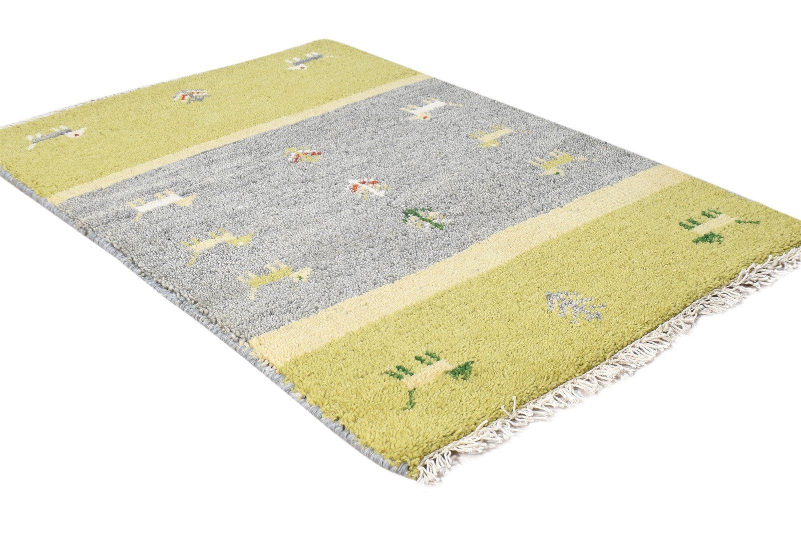 Grey Wool Rug 2' X 3' Southwestern Hand Knotted American Tribal Small Carpet 7865063866517