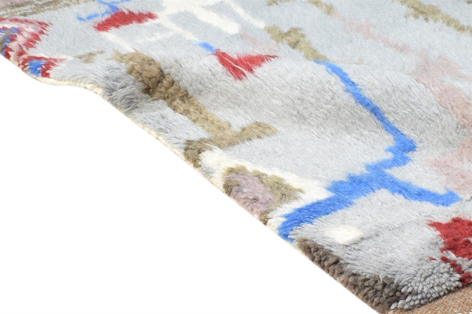 Grey Wool Rug 2' X 4' Modern Hand Knotted Moroccan Abstract Small Carpet 7865122914453