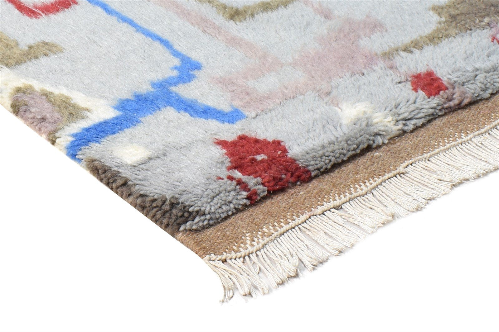 Grey Wool Rug 2' X 4' Modern Hand Knotted Moroccan Abstract Small Carpet 7865122914453