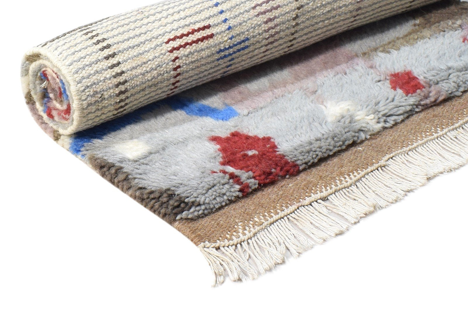 Grey Wool Rug 2' X 4' Modern Hand Knotted Moroccan Abstract Small Carpet 7865122914453