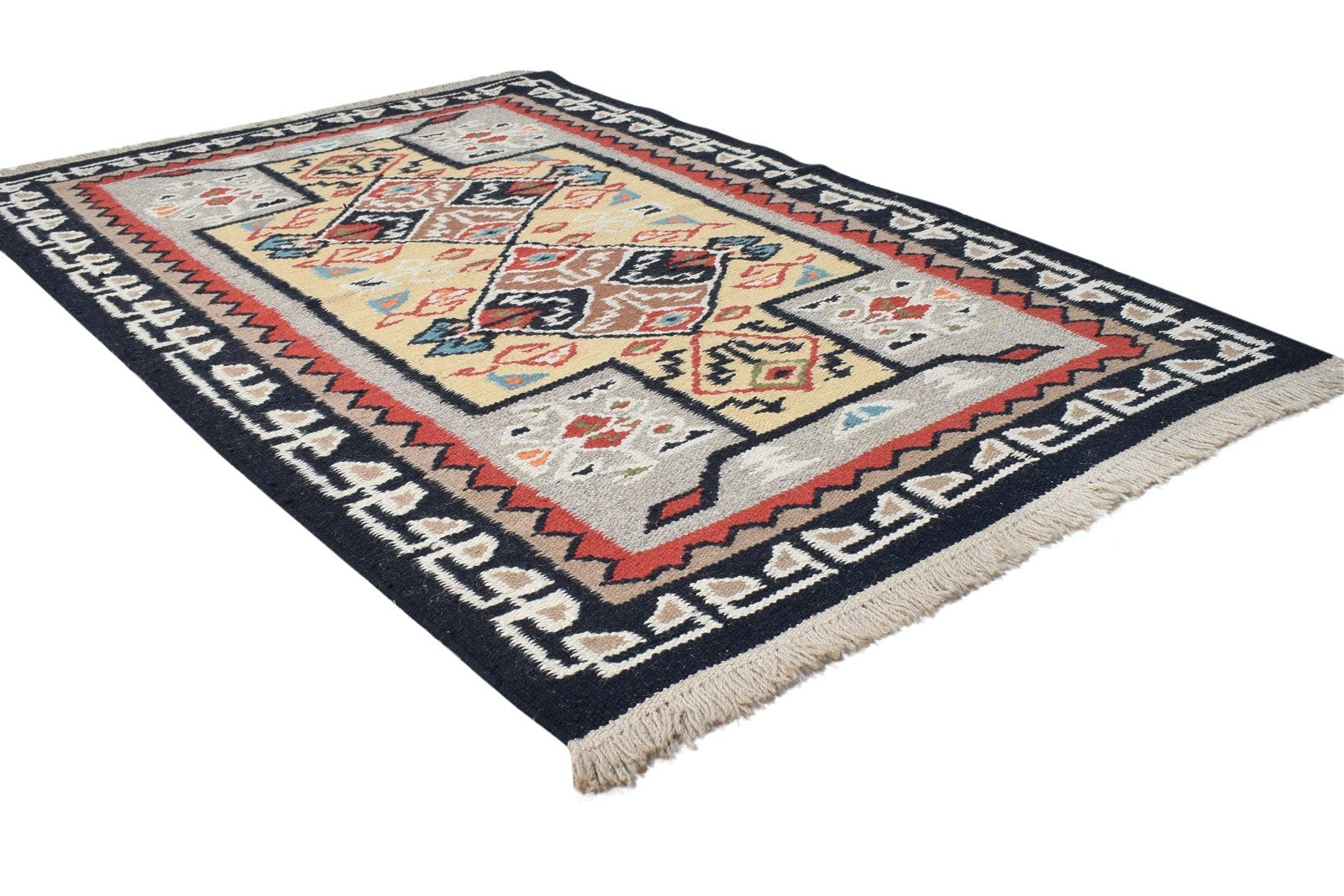 Grey Wool Rug 3' X 5' Persian Dhurrie Kazak Oriental Room Size Carpet 7864983715989