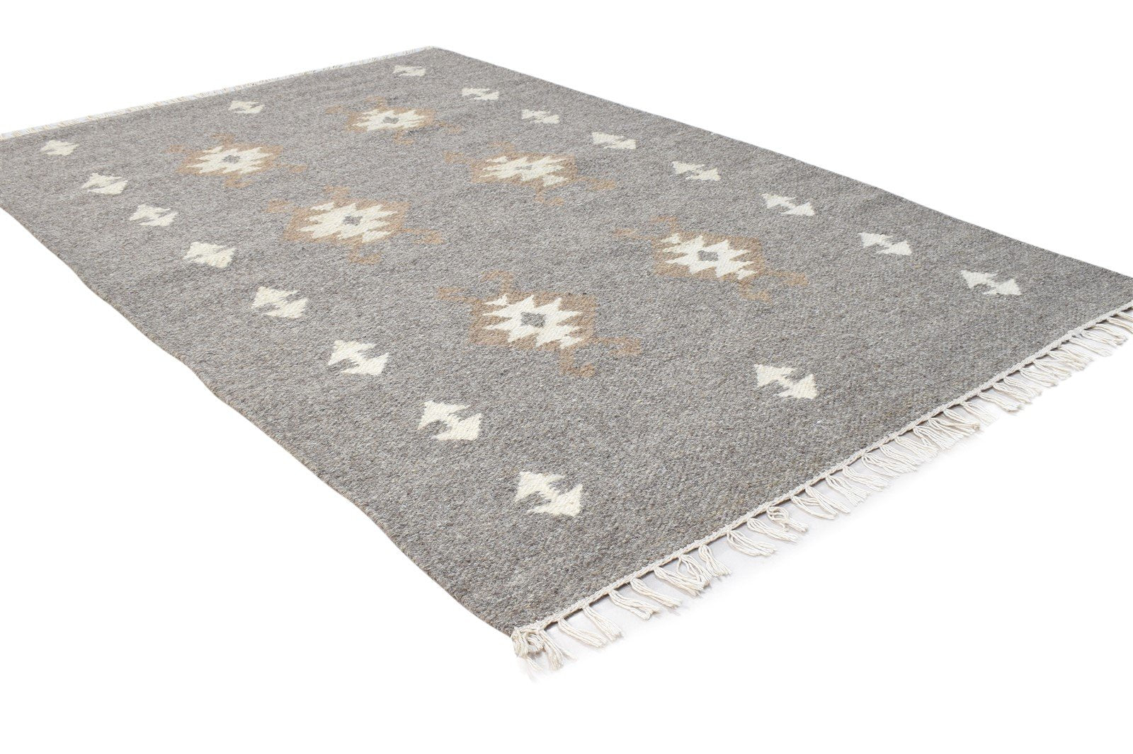 Grey Wool Rug 3' X 5' Persian Dhurrie Southwestern Tribal Room Size Carpet 7864987975829