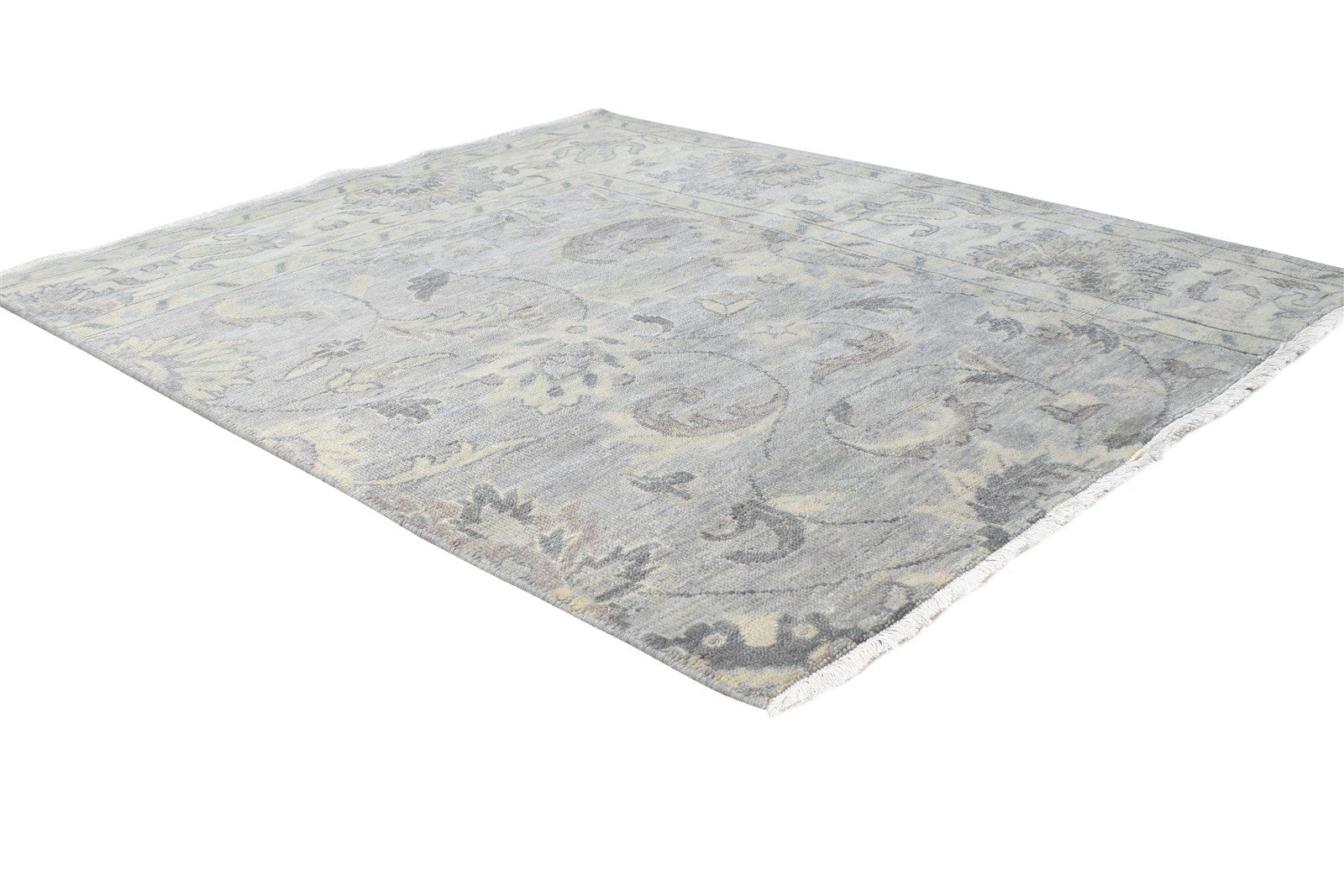 Grey Wool Rug 4' X 5' Persian Hand Knotted Oushak Oriental Room Size Carpet 7865145196693