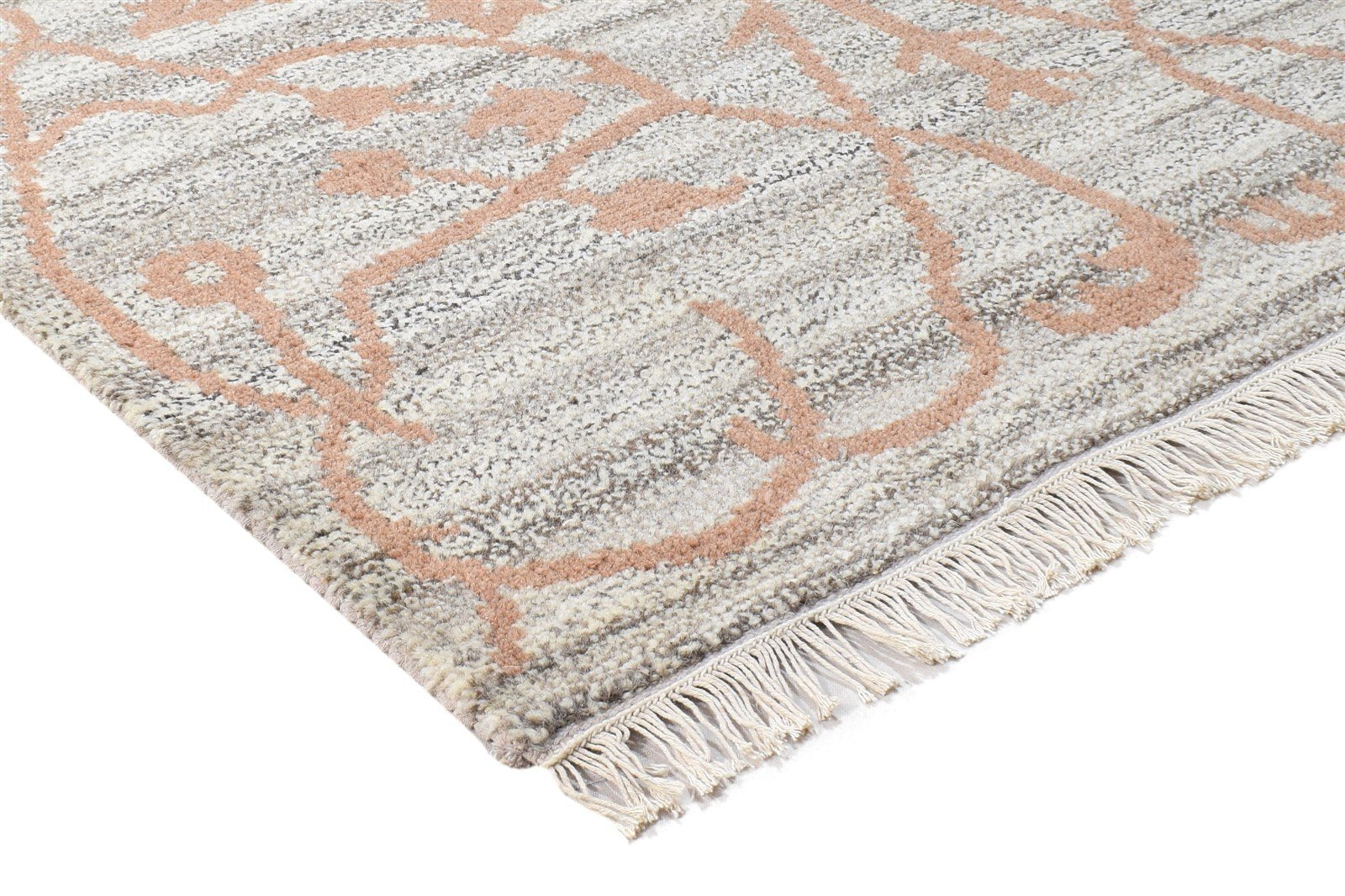 Grey Wool Rug 4' X 6' Modern Hand Knotted French Floral Room Size Carpet 7864995184789