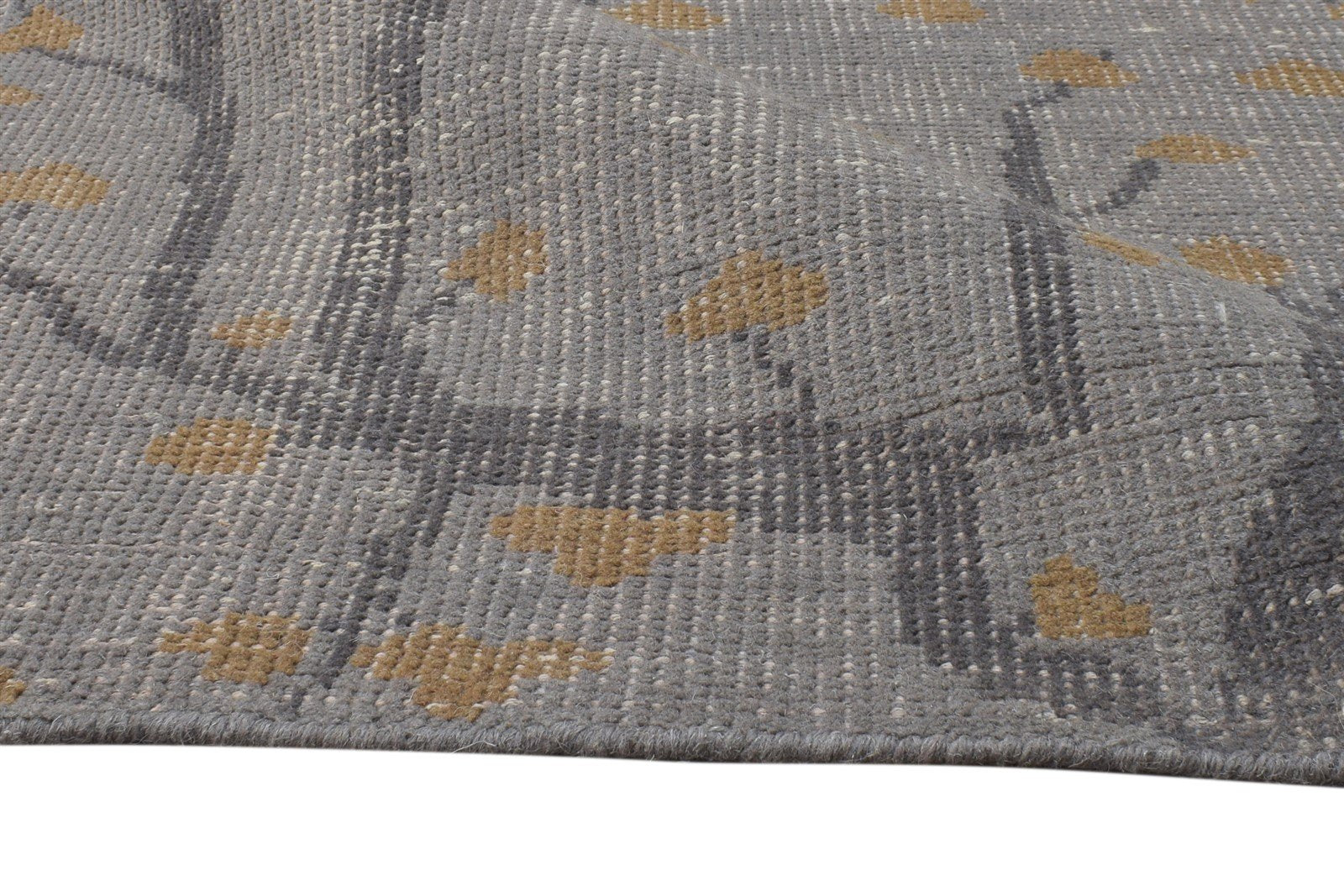 Grey Wool Rug 4' X 6' Modern Hand Knotted French Floral Room Size Carpet 7865071698069