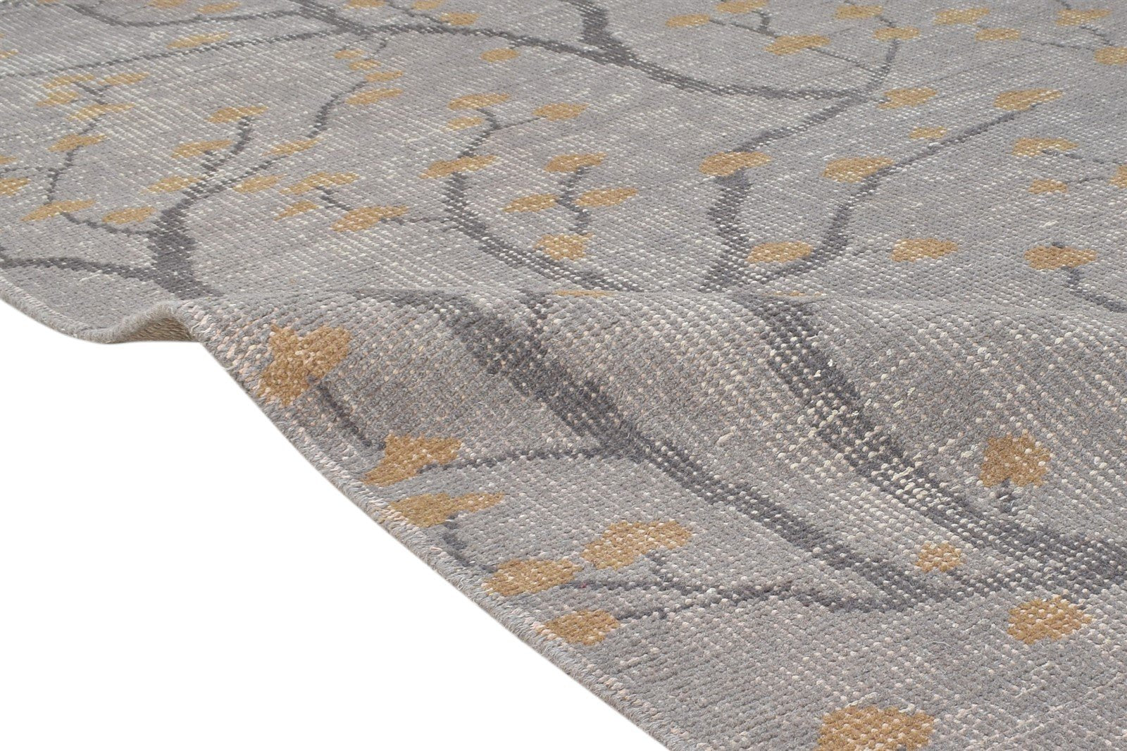 Grey Wool Rug 4' X 6' Modern Hand Knotted French Floral Room Size Carpet 7865071698069