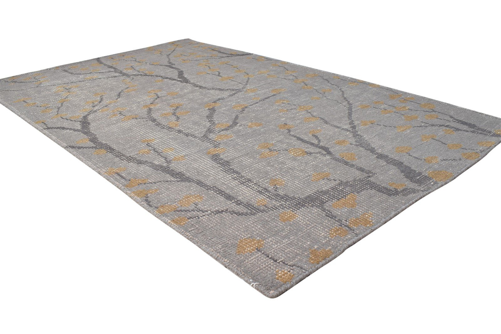 Grey Wool Rug 4' X 6' Modern Hand Knotted French Floral Room Size Carpet 7865071698069