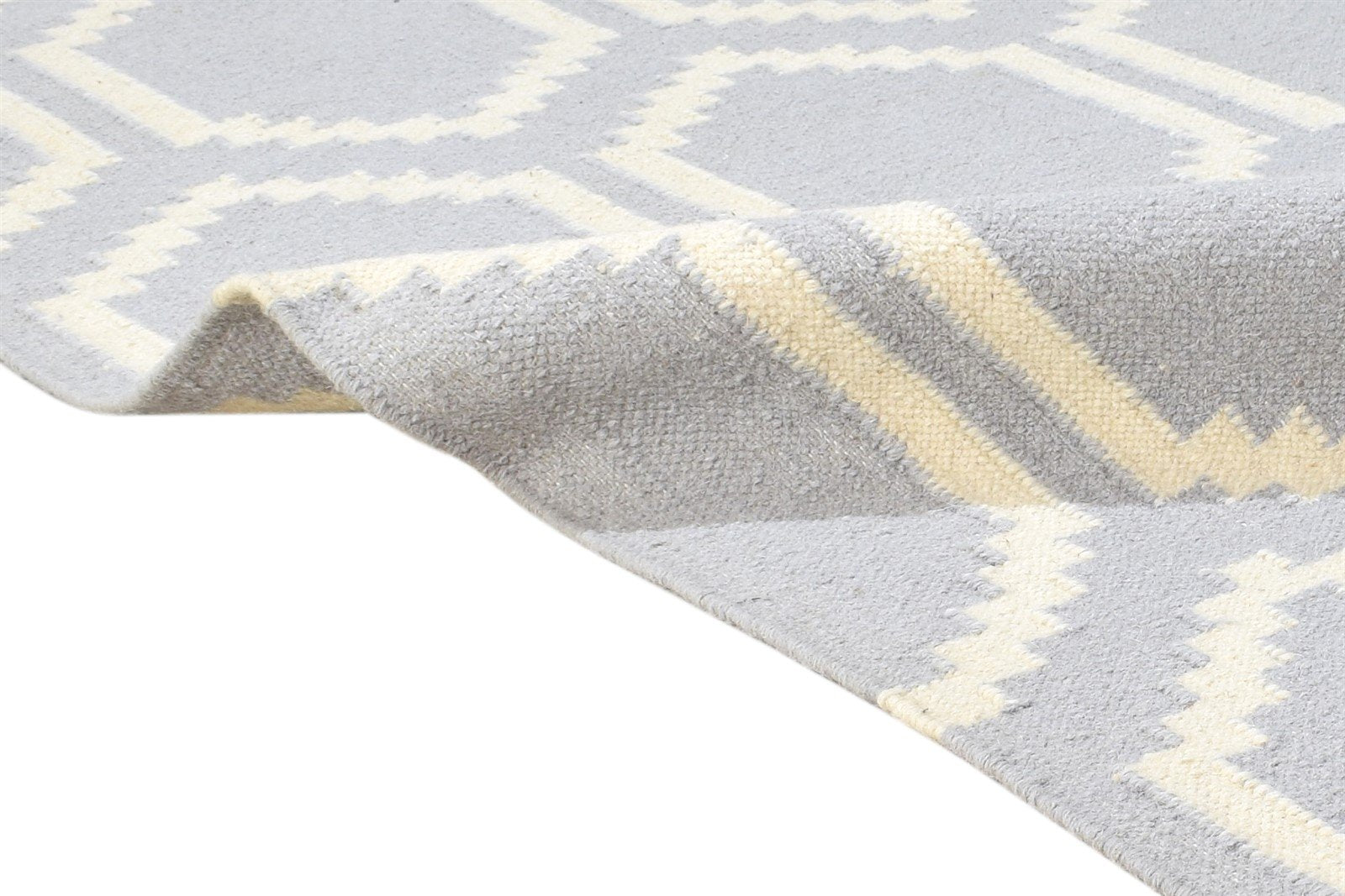 Grey Wool Rug 5' X 7' Modern Dhurrie Moroccan Honeycomb Room Size Carpet 7864465293461