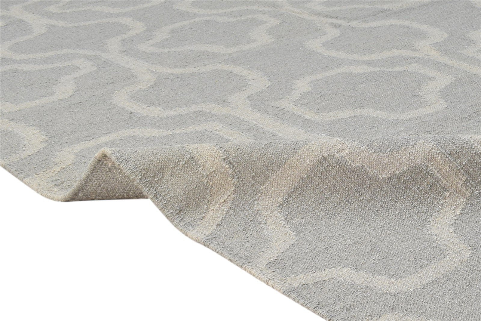 Grey Wool Rug 5' X 8' Modern Dhurrie Moroccan Trellis Room Size Carpet 7865243238549