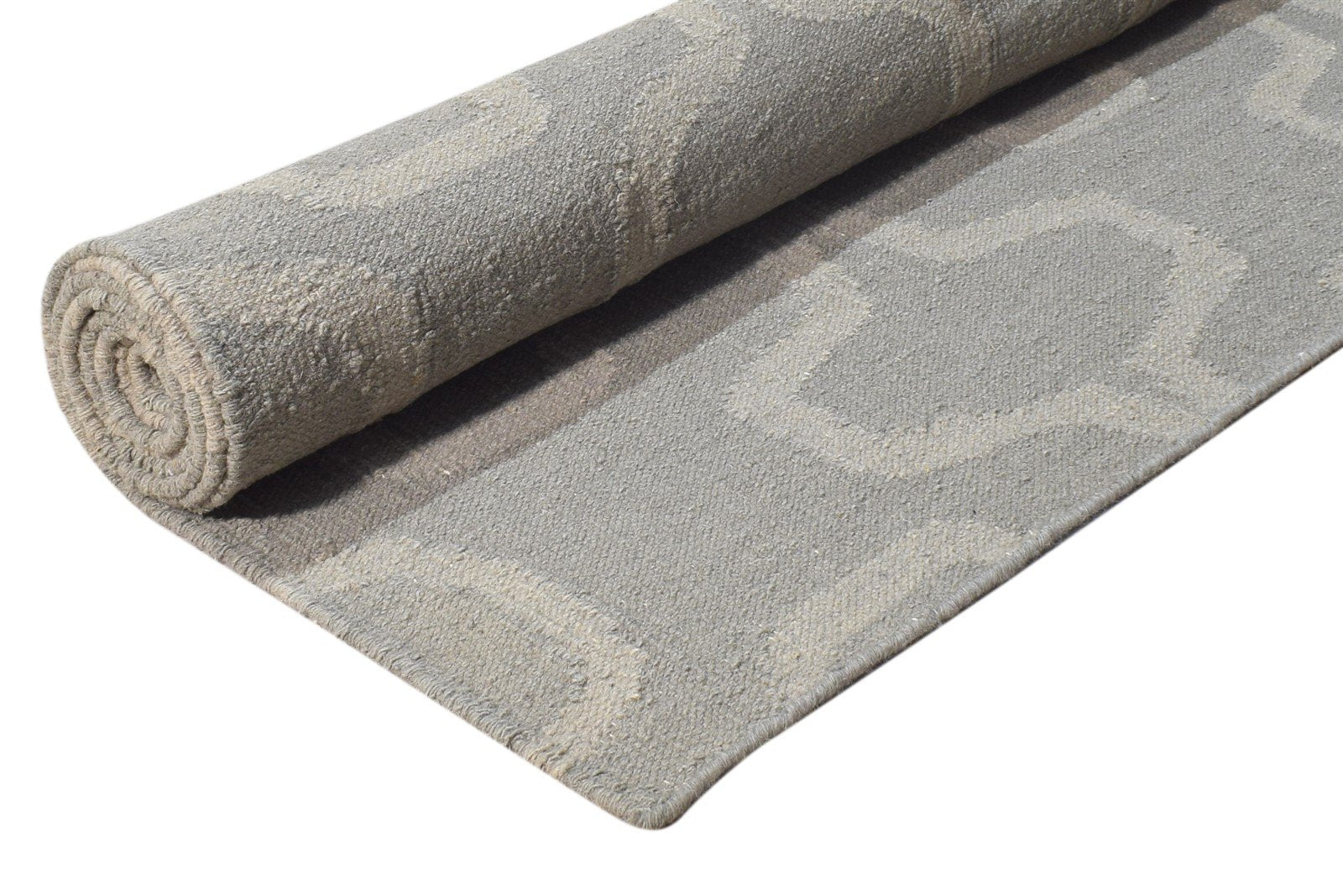 Grey Wool Rug 5' X 8' Modern Dhurrie Moroccan Trellis Room Size Carpet 7865243238549