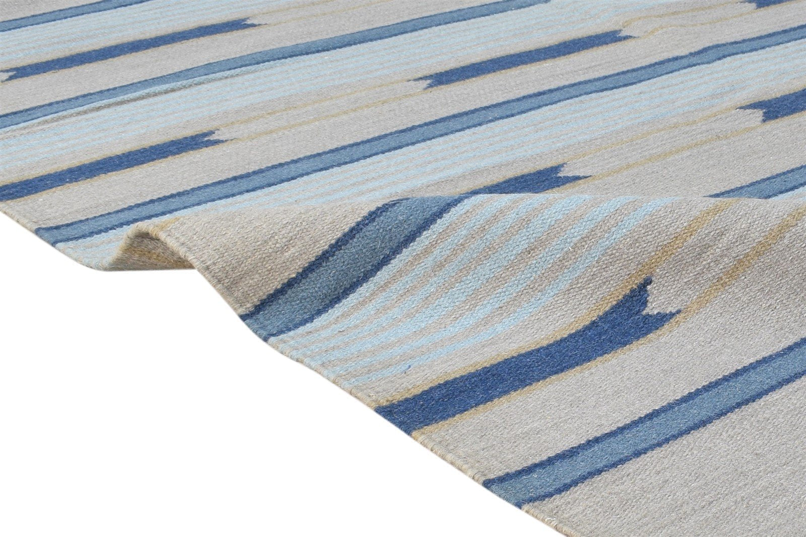 Grey Wool Rug 5' X 8' Modern Dhurrie Scandinavian Striped Room Size Carpet 7865192153237