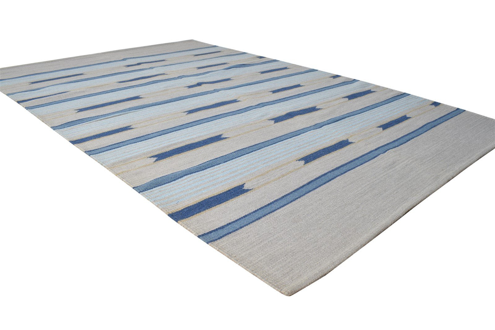 Grey Wool Rug 5' X 8' Modern Dhurrie Scandinavian Striped Room Size Carpet 7865192153237