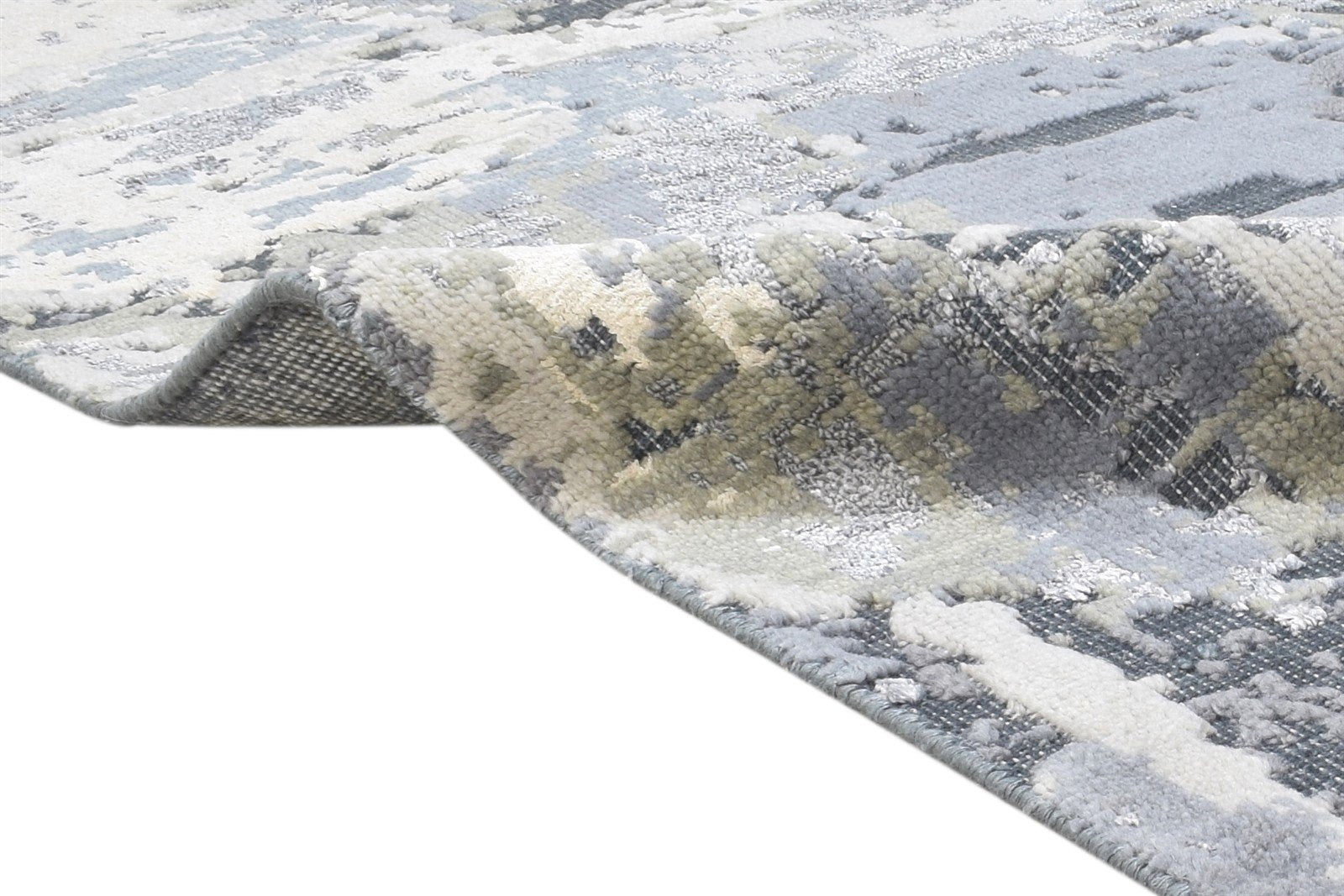 Grey Wool Rug 5' X 8' Modern Hand Knotted Indian Abstract Room Size Carpet 7864430395541