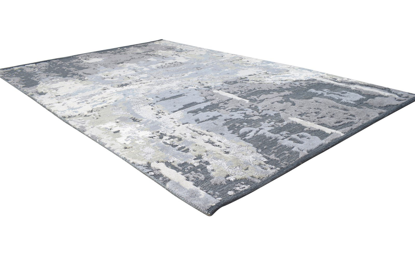 Grey Wool Rug 5' X 8' Modern Hand Knotted Indian Abstract Room Size Carpet 7864430395541