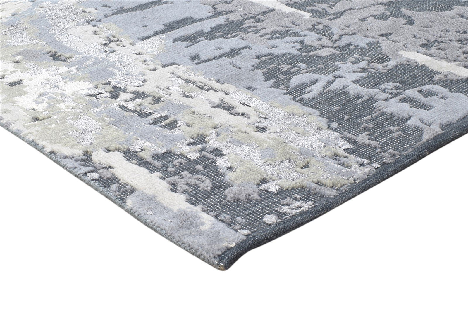 Grey Wool Rug 5' X 8' Modern Hand Knotted Indian Abstract Room Size Carpet 7864430395541