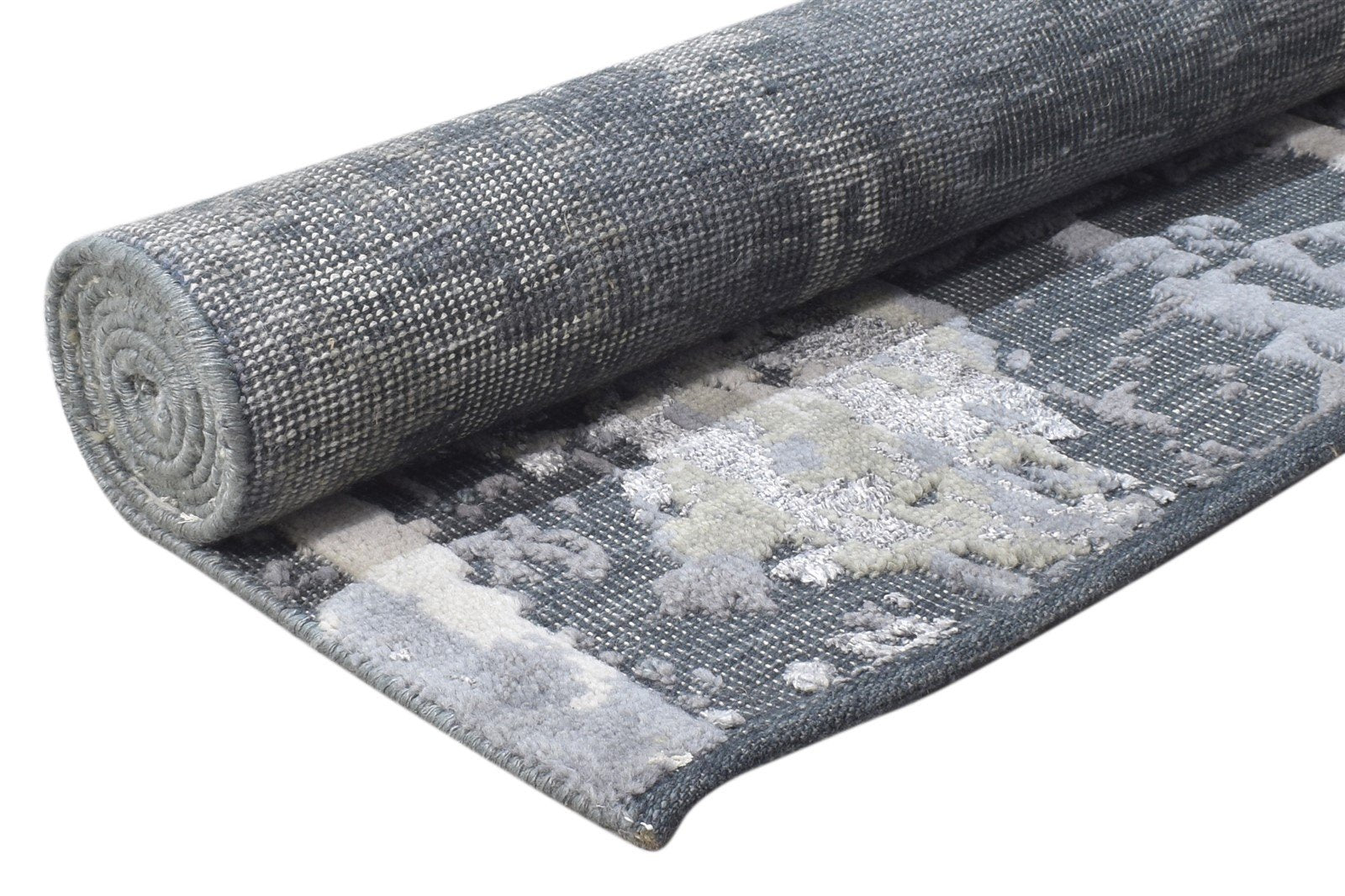 Grey Wool Rug 5' X 8' Modern Hand Knotted Indian Abstract Room Size Carpet 7864430395541