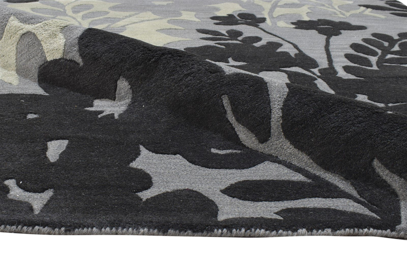 Grey Wool Rug 5' X 8' Modern Hand Tufted French Floral Room Size Carpet 7864285888661