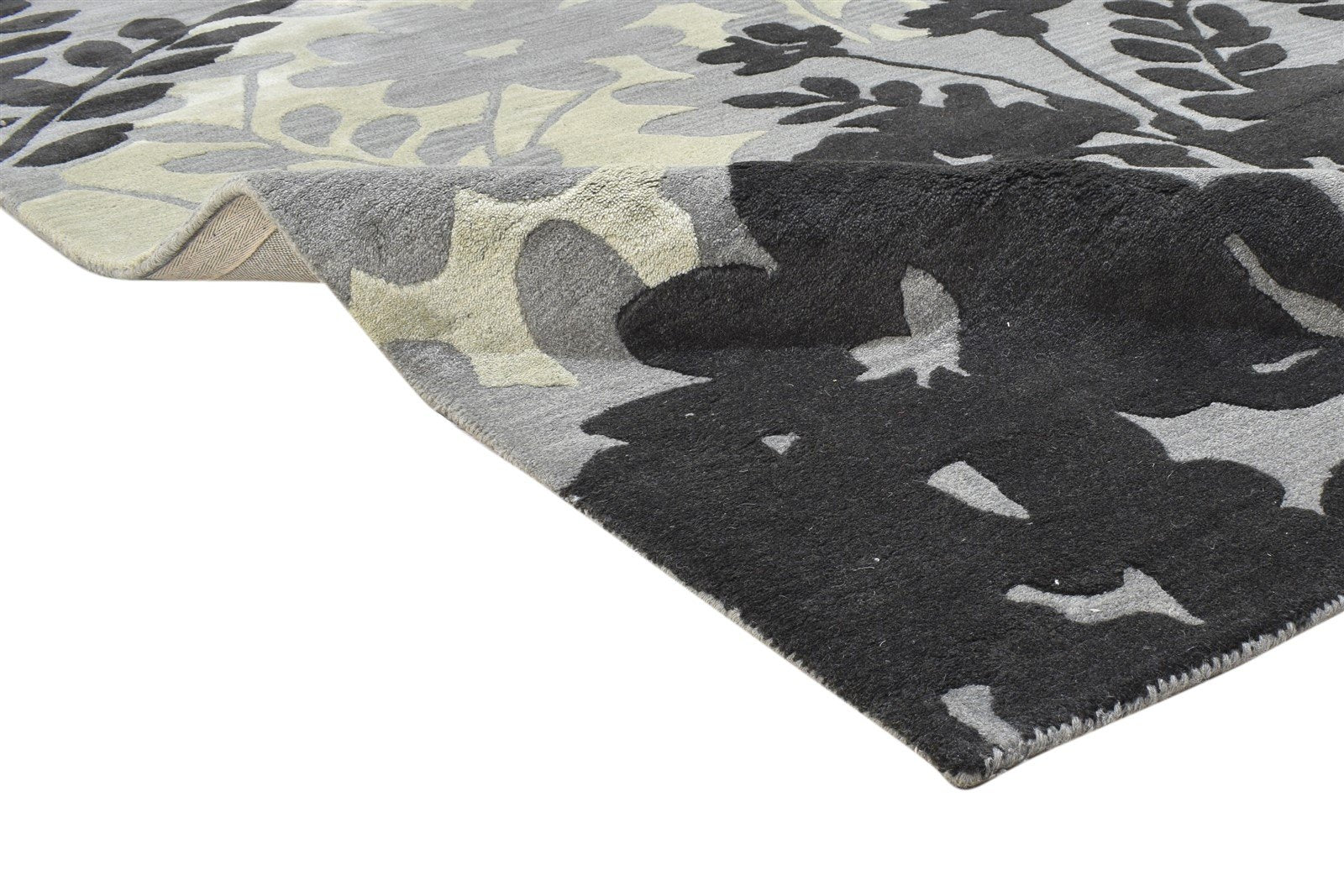 Grey Wool Rug 5' X 8' Modern Hand Tufted French Floral Room Size Carpet 7864285888661