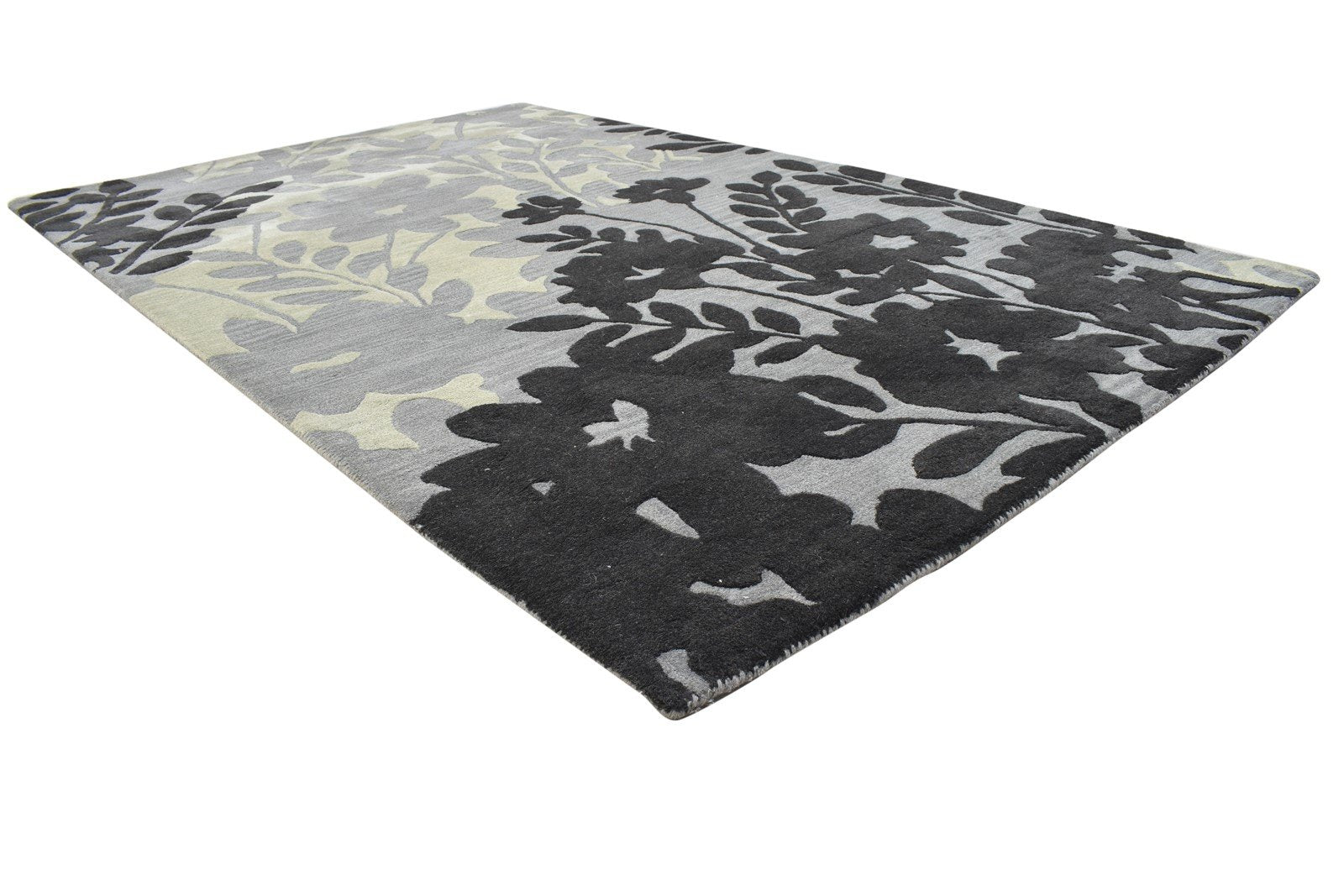 Grey Wool Rug 5' X 8' Modern Hand Tufted French Floral Room Size Carpet 7864285888661