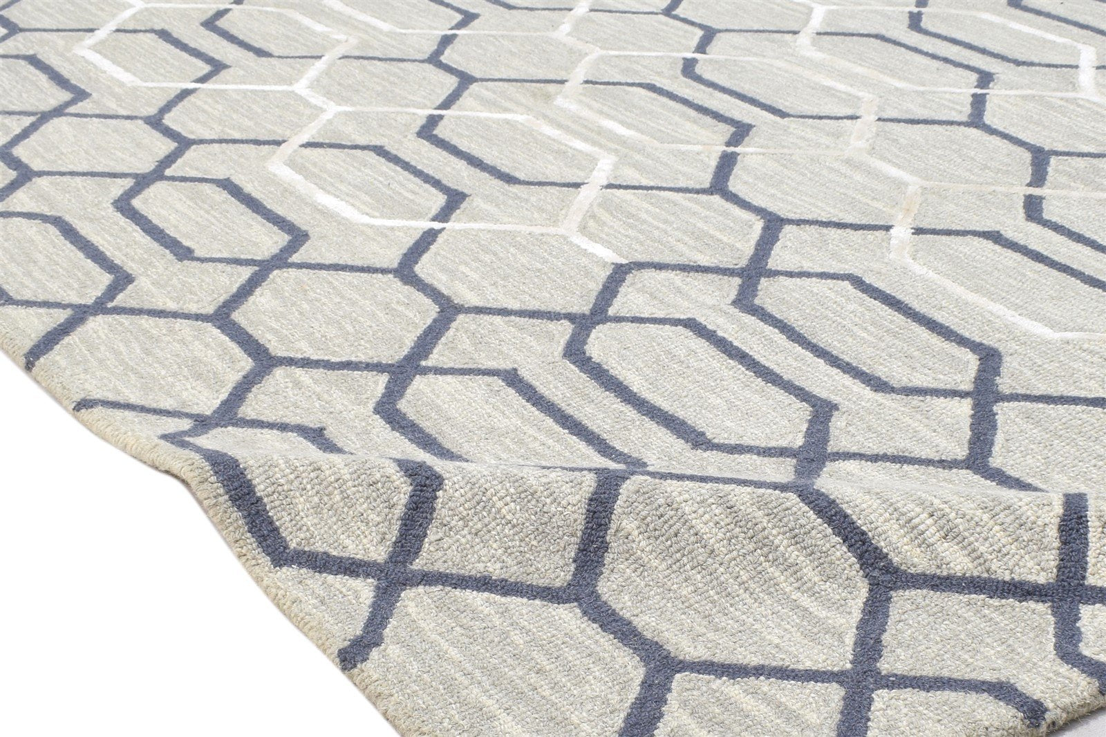 Grey Wool Rug 5' X 8' Modern Hand Tufted Moroccan Geometric Room Size Carpet 7864109039765
