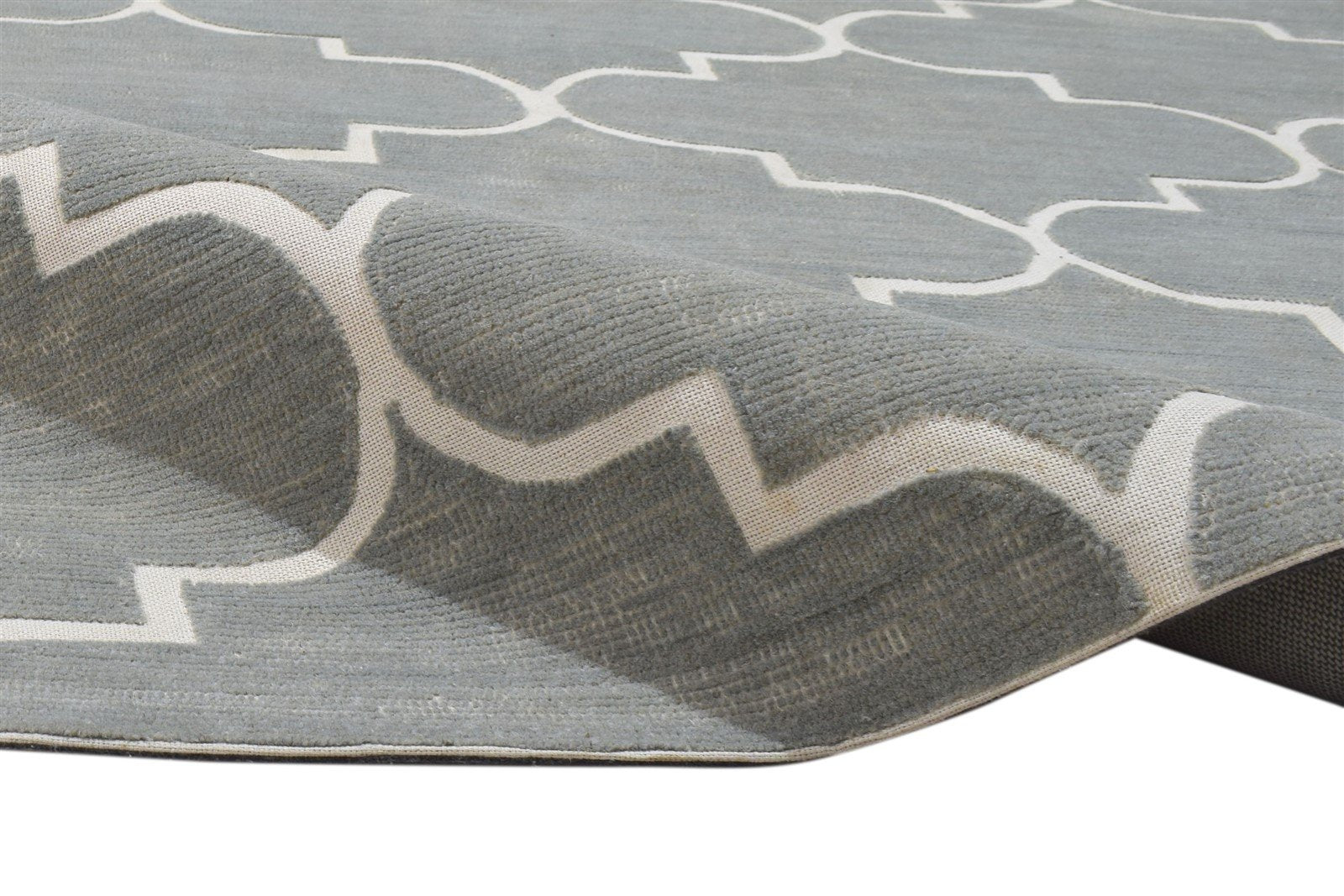 Grey Wool Rug 5' X 8' Modern Hand Tufted Moroccan Scroll Tile Room Size Carpet 7864092885141