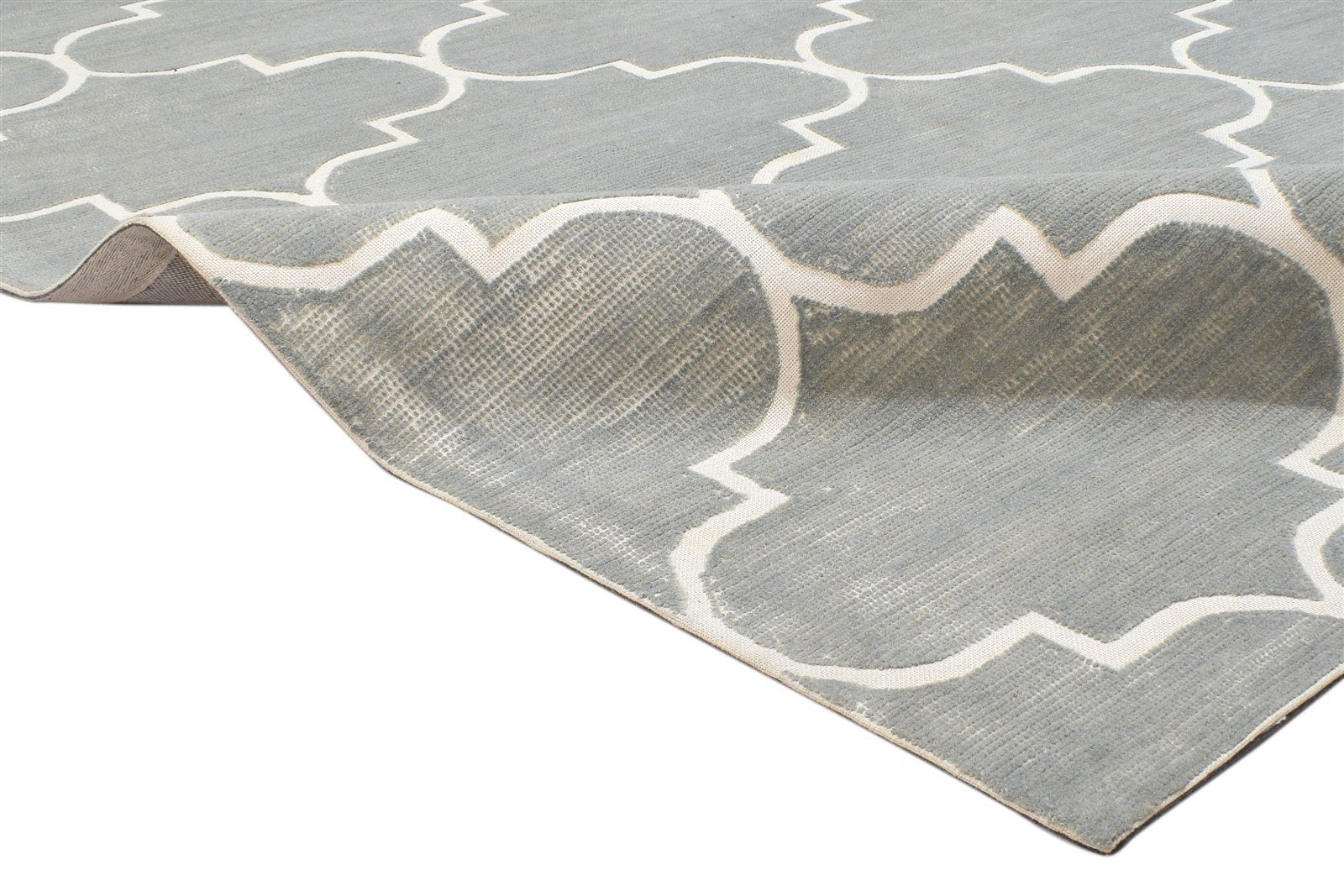 Grey Wool Rug 5' X 8' Modern Hand Tufted Moroccan Scroll Tile Room Size Carpet 7864092885141