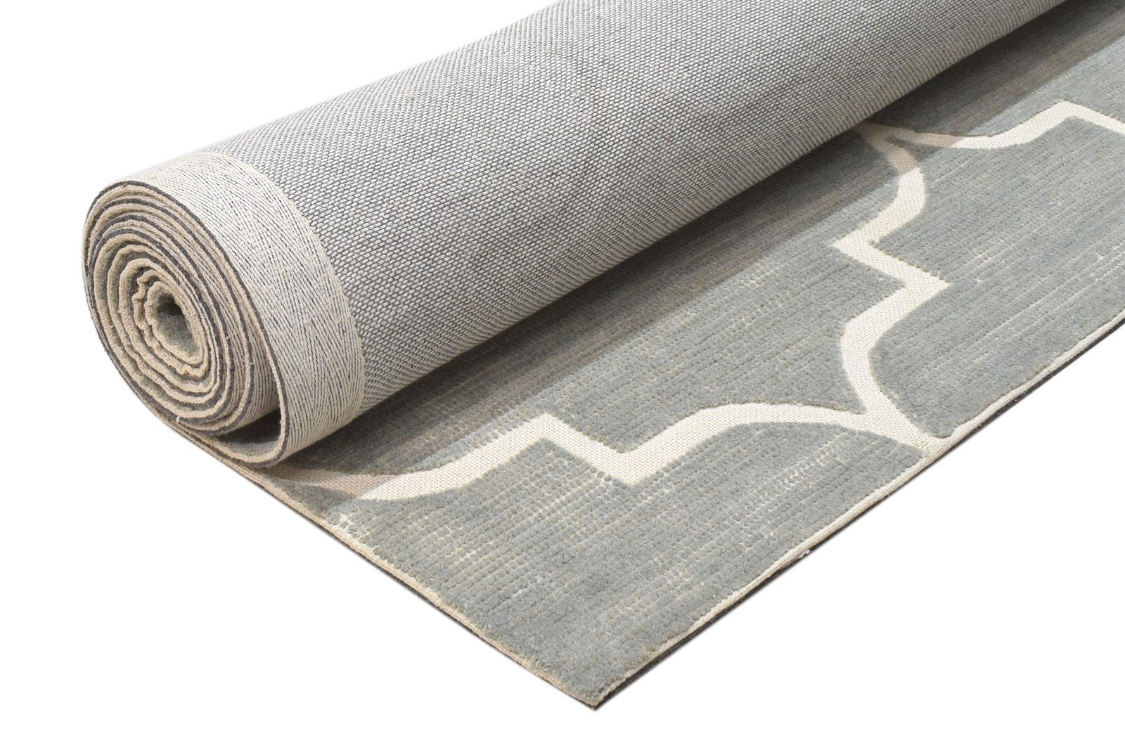 Grey Wool Rug 5' X 8' Modern Hand Tufted Moroccan Scroll Tile Room Size Carpet 7864092885141