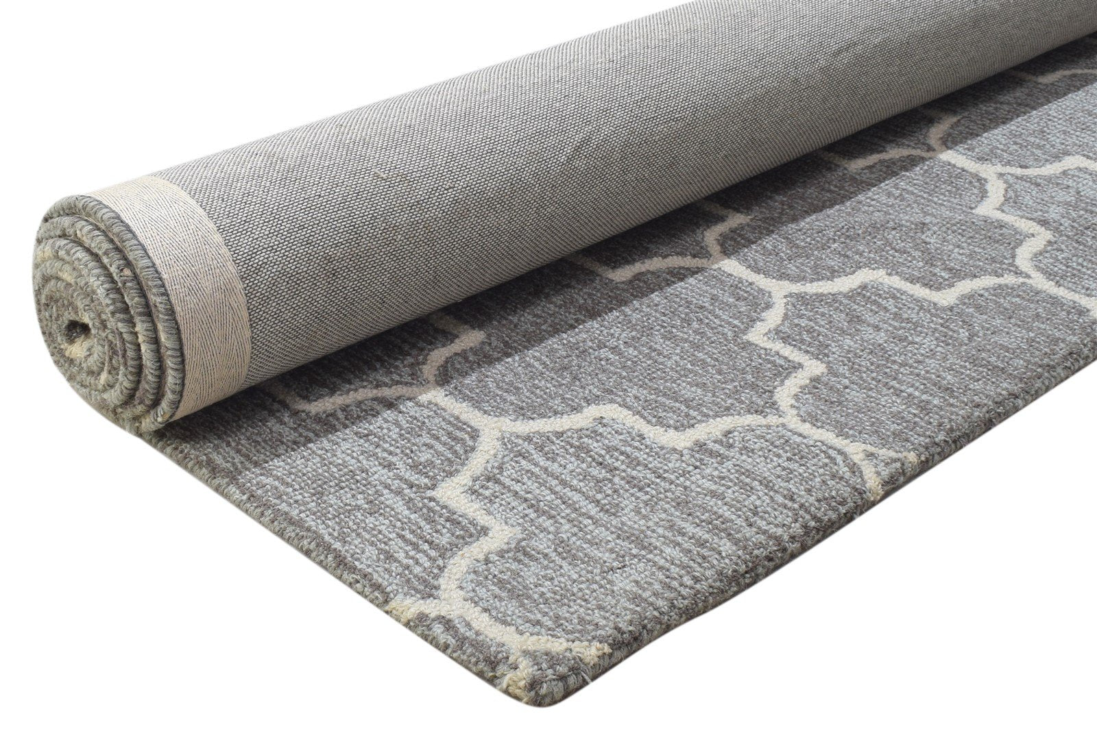 Grey Wool Rug 5' X 8' Modern Hand Tufted Moroccan Trellis Room Size Carpet 7864256037013