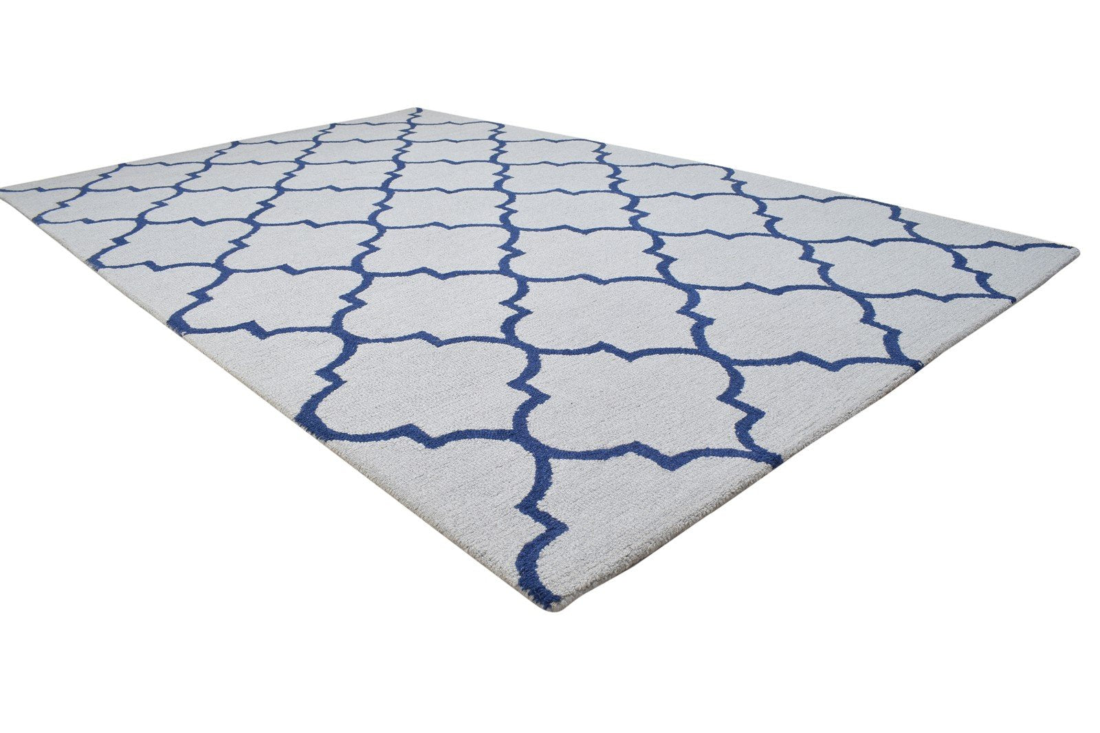 Grey Wool Rug 5' X 8' Modern Hand Tufted Moroccan Trellis Room Size Carpet 7864257904789