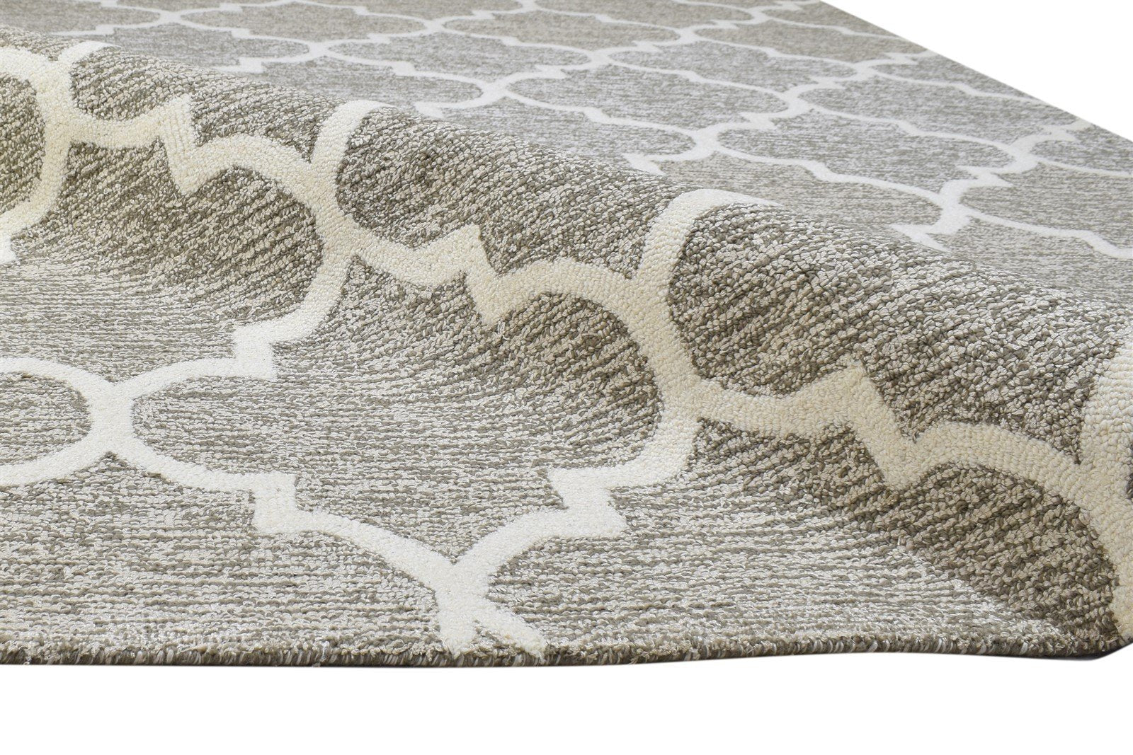 Grey Wool Rug 5' X 8' Modern Hand Tufted Moroccan Trellis Room Size Carpet 7864264786069