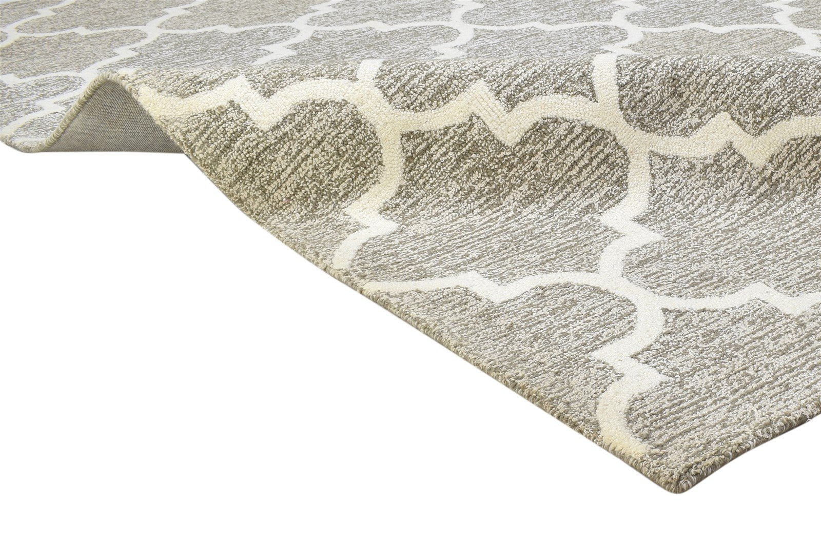 Grey Wool Rug 5' X 8' Modern Hand Tufted Moroccan Trellis Room Size Carpet 7864264786069