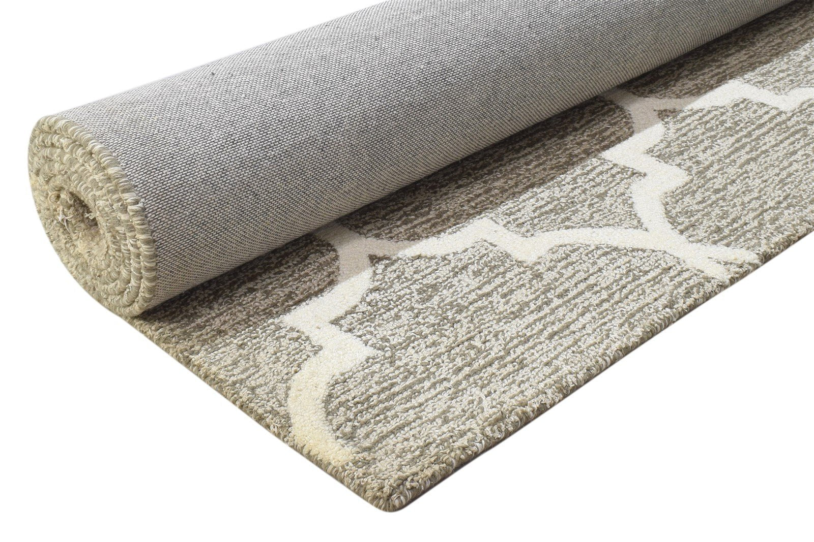 Grey Wool Rug 5' X 8' Modern Hand Tufted Moroccan Trellis Room Size Carpet 7864264786069