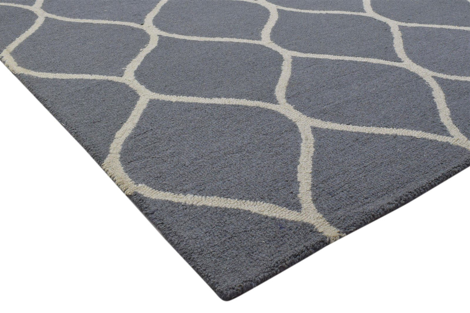 Grey Wool Rug 5' X 8' Modern Hand Tufted Moroccan Trellis Room Size Carpet 7860706836629