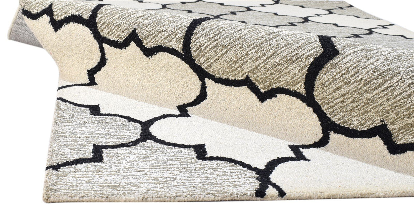Grey Wool Rug 5' X 8' Modern Hand Tufted Moroccan Trellis Room Size Carpet 7860685865109