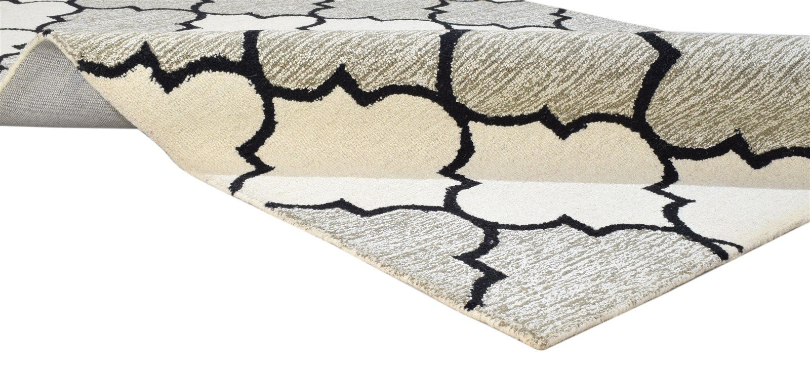 Grey Wool Rug 5' X 8' Modern Hand Tufted Moroccan Trellis Room Size Carpet 7860685865109