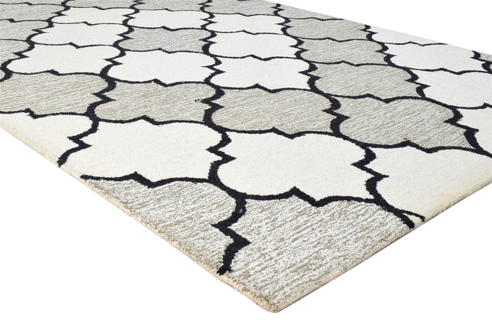 Grey Wool Rug 5' X 8' Modern Hand Tufted Moroccan Trellis Room Size Carpet 7860685865109