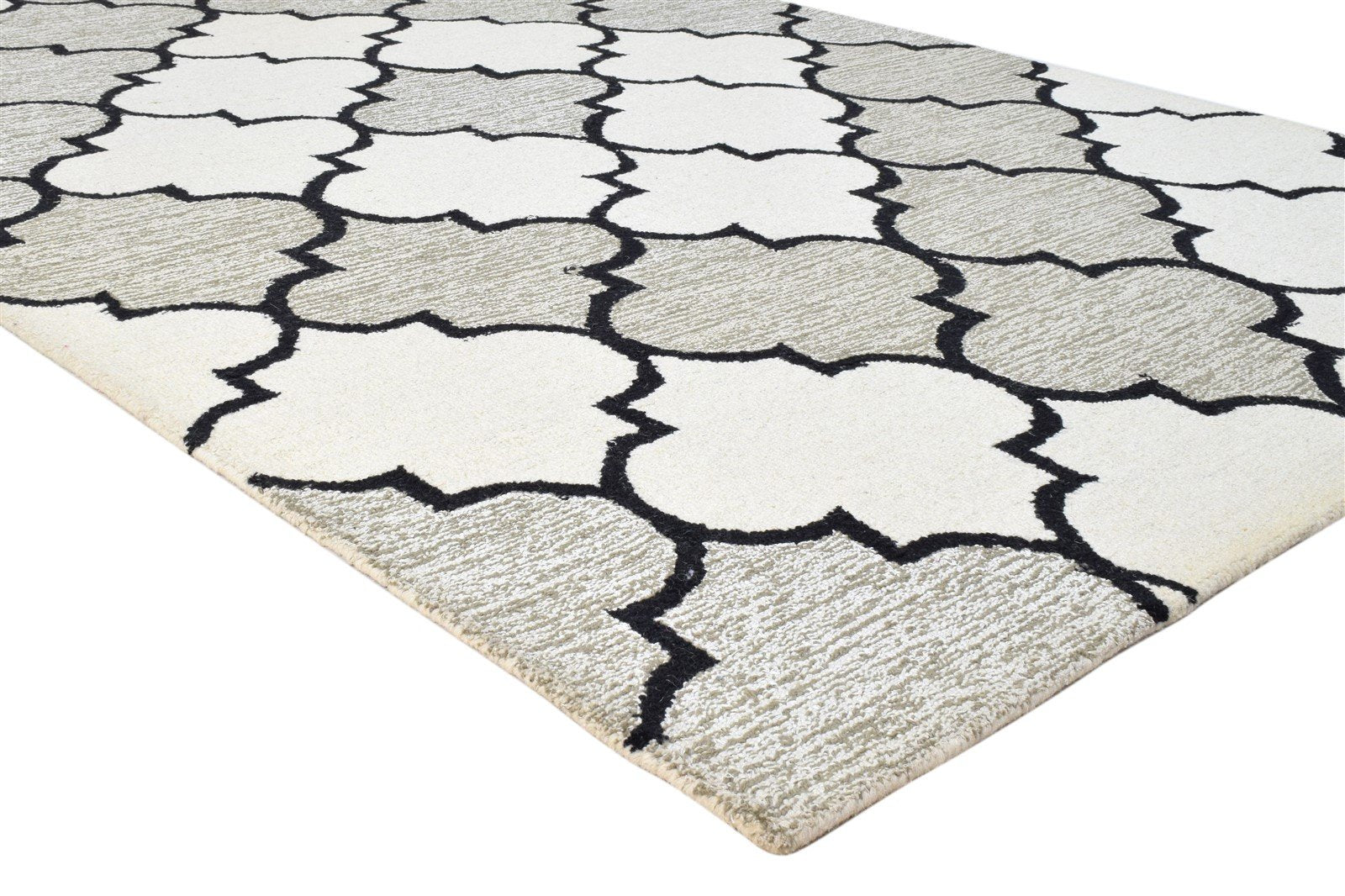 Grey Wool Rug 5' X 8' Modern Hand Tufted Moroccan Trellis Room Size Carpet 7860685865109