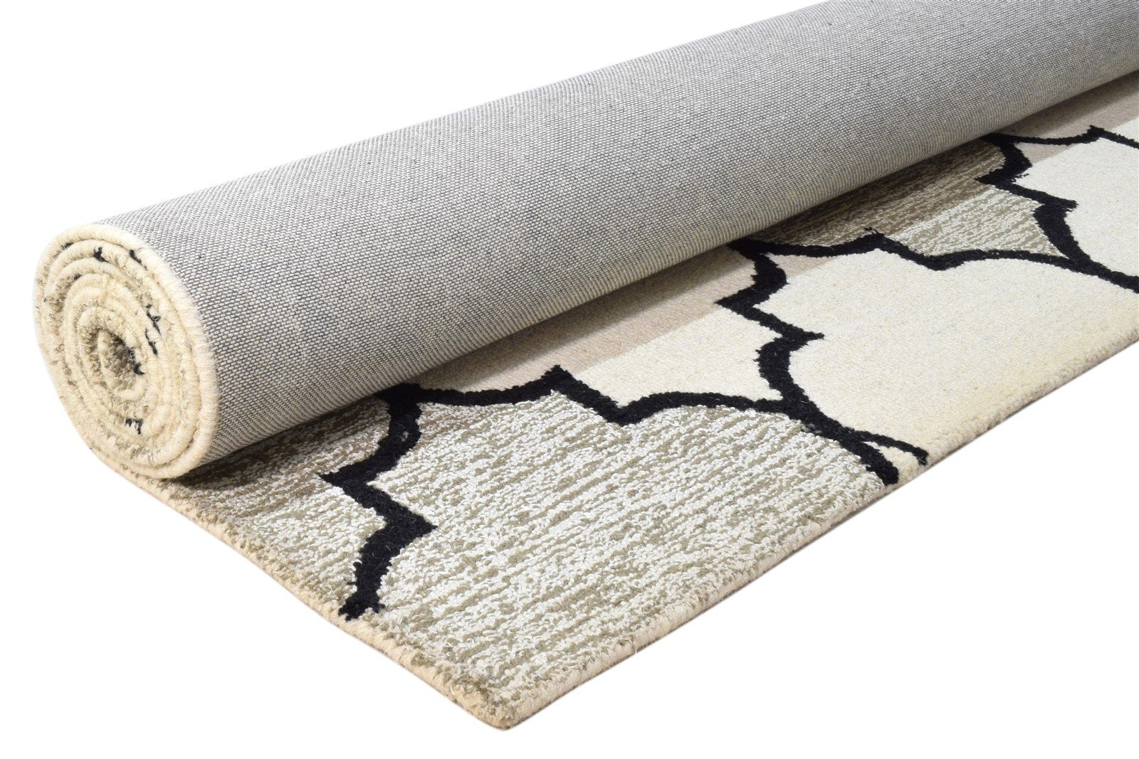 Grey Wool Rug 5' X 8' Modern Hand Tufted Moroccan Trellis Room Size Carpet 7860685865109